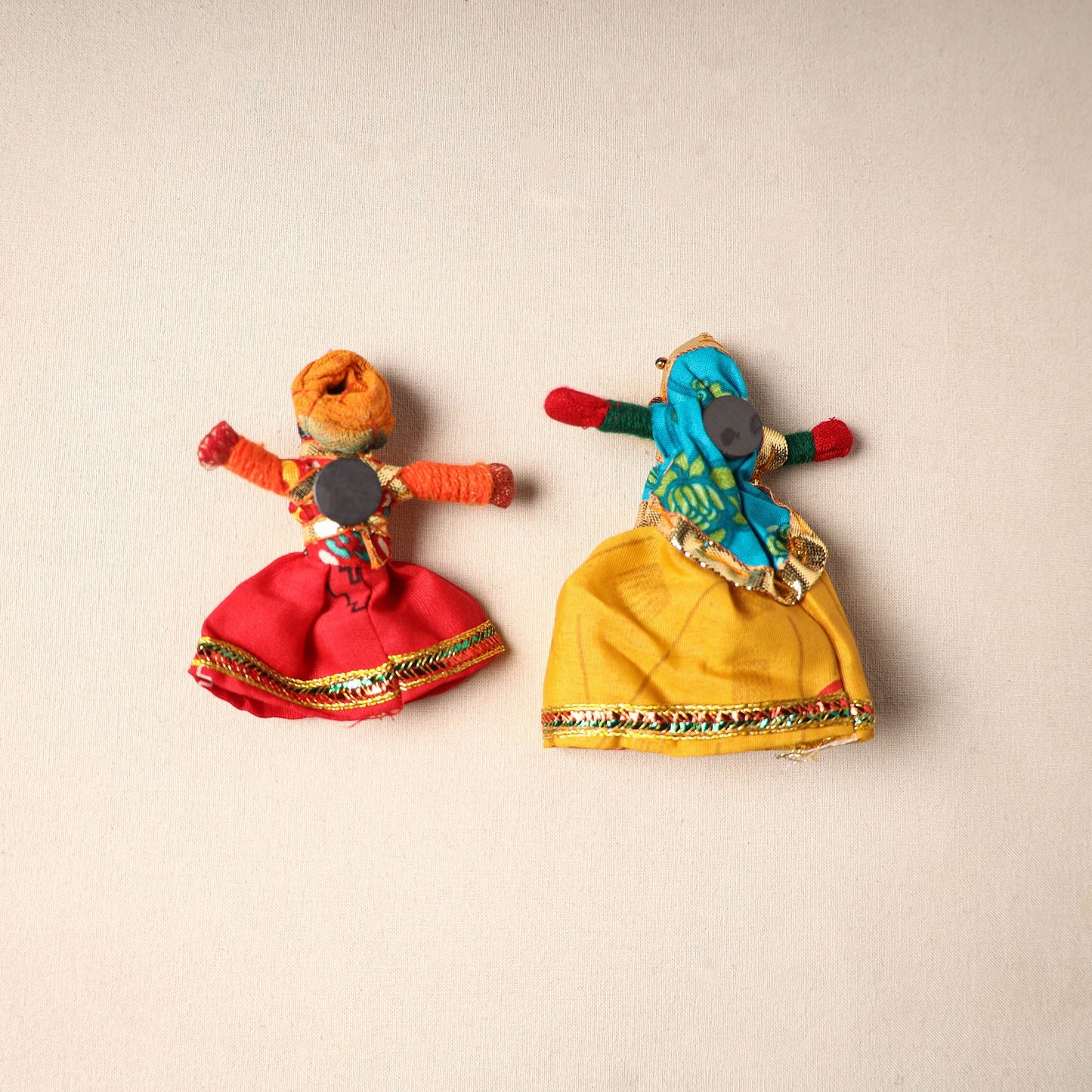 Multicolor - rajasthani puppet couple handmade magnet (set