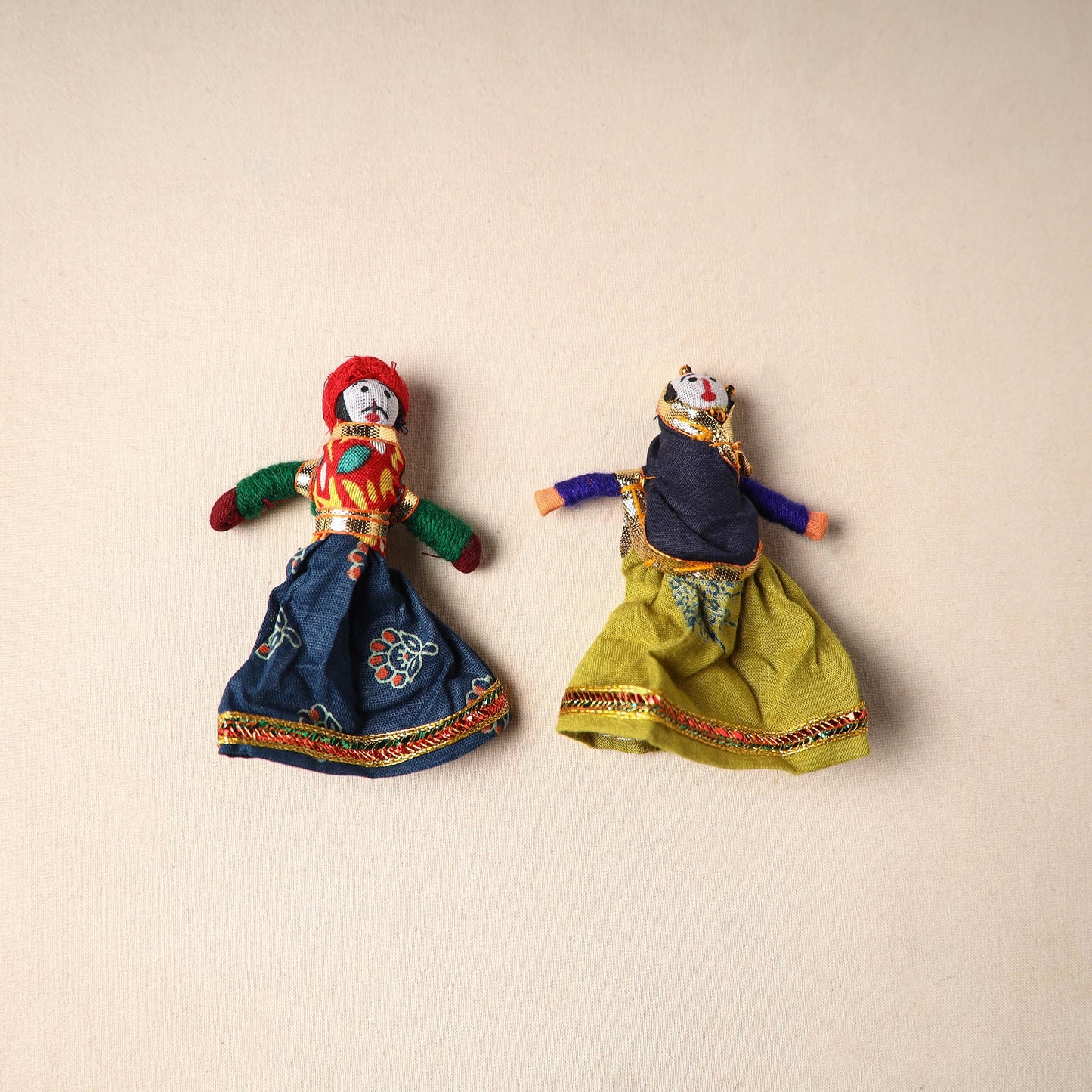 Multicolor - rajasthani puppet couple handmade magnet (set