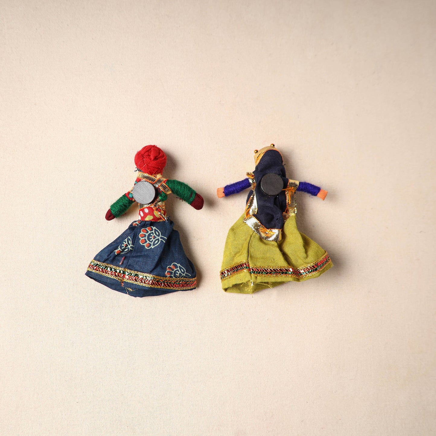 Multicolor - rajasthani puppet couple handmade magnet (set
