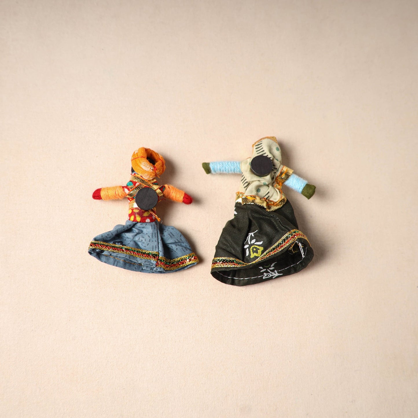 Multicolor - rajasthani puppet couple handmade magnet (set