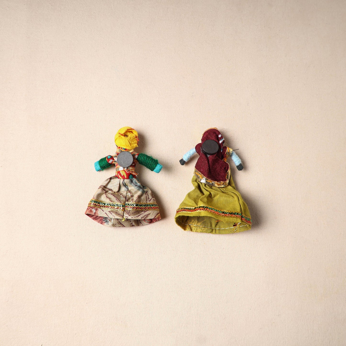 Multicolor - rajasthani puppet couple handmade magnet (set