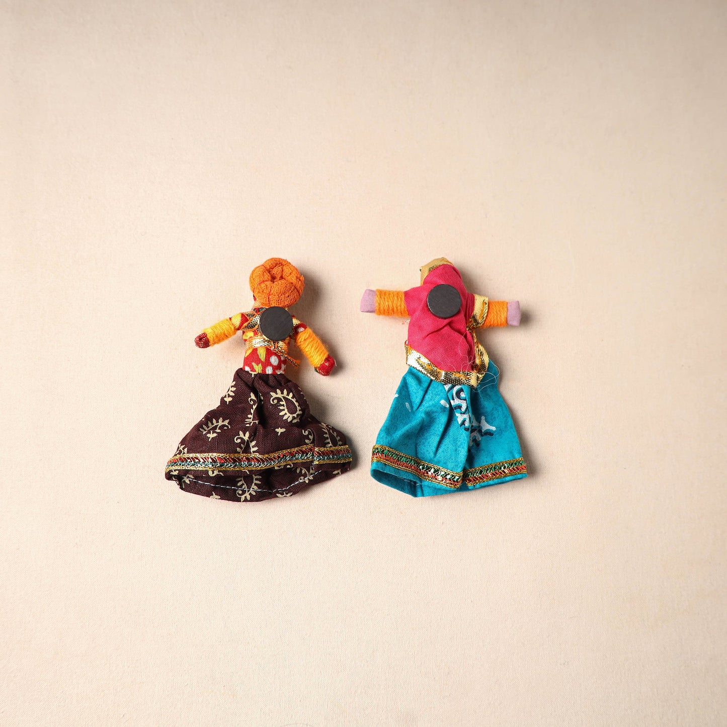 Multicolor - rajasthani puppet couple handmade magnet (set