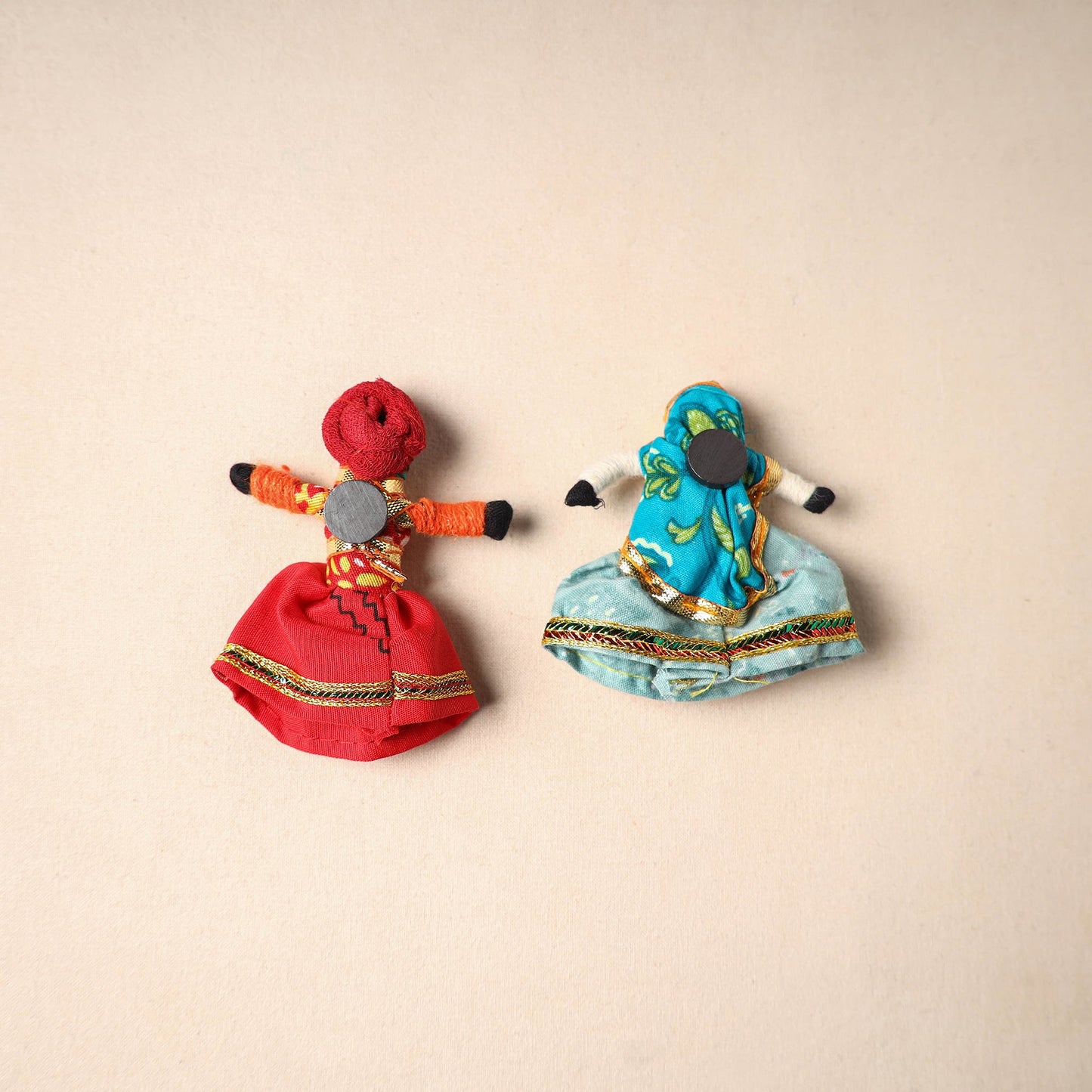 Multicolor - rajasthani puppet couple handmade magnet (set