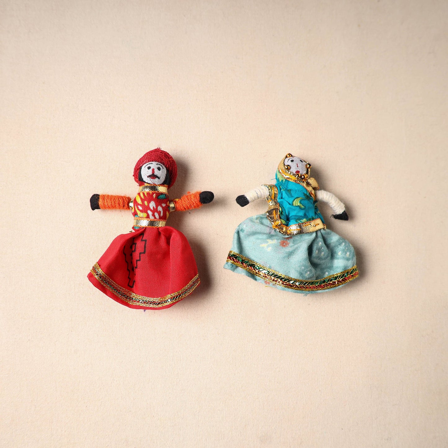 Multicolor - rajasthani puppet couple handmade magnet (set