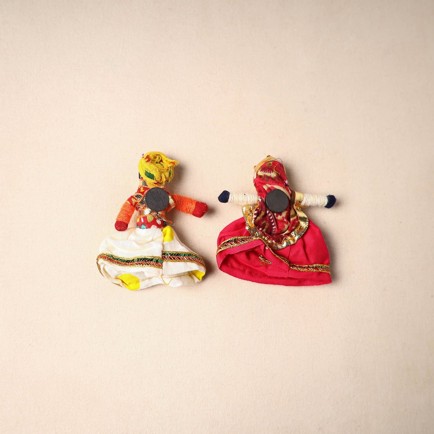 Multicolor - rajasthani puppet couple handmade magnet (set