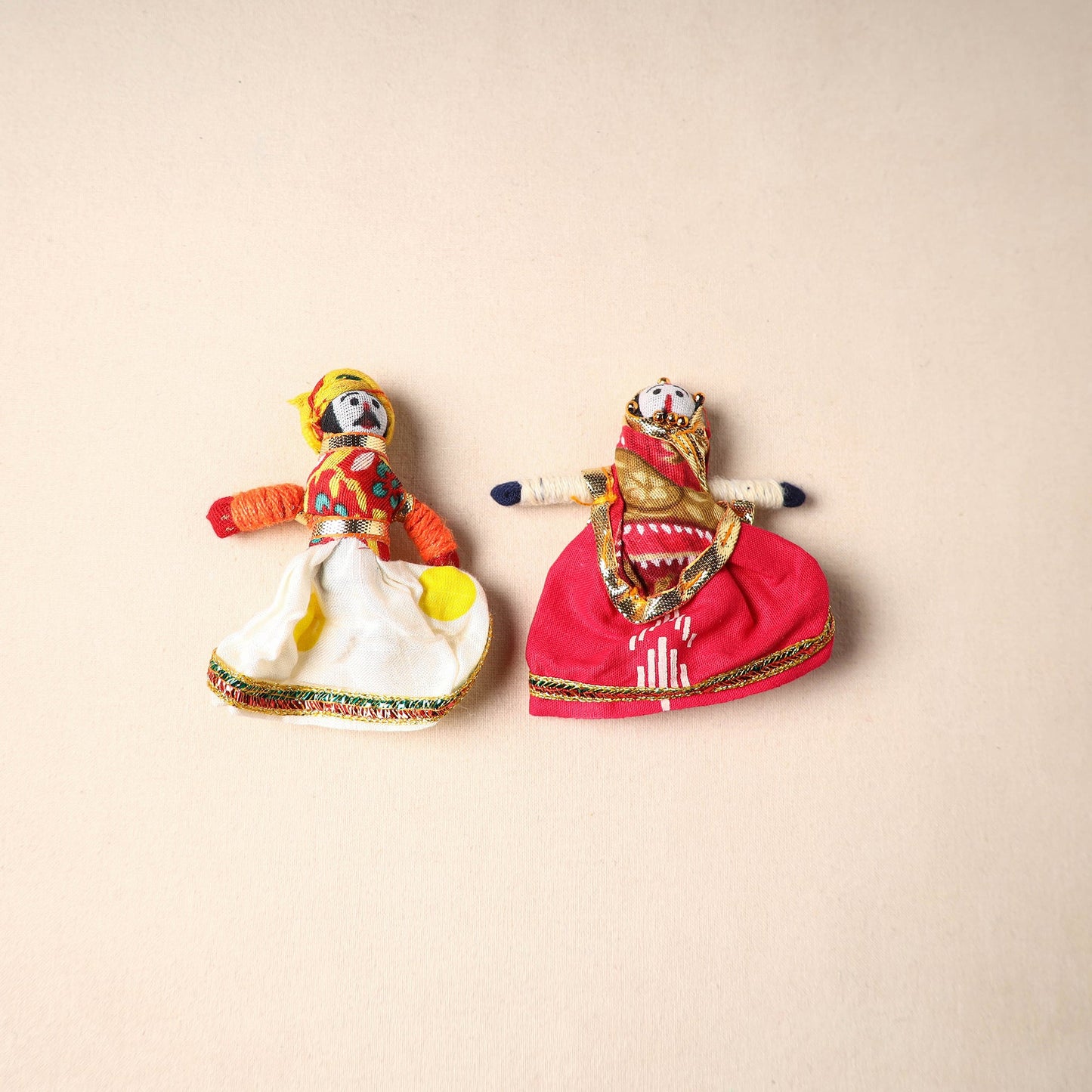 Multicolor - rajasthani puppet couple handmade magnet (set