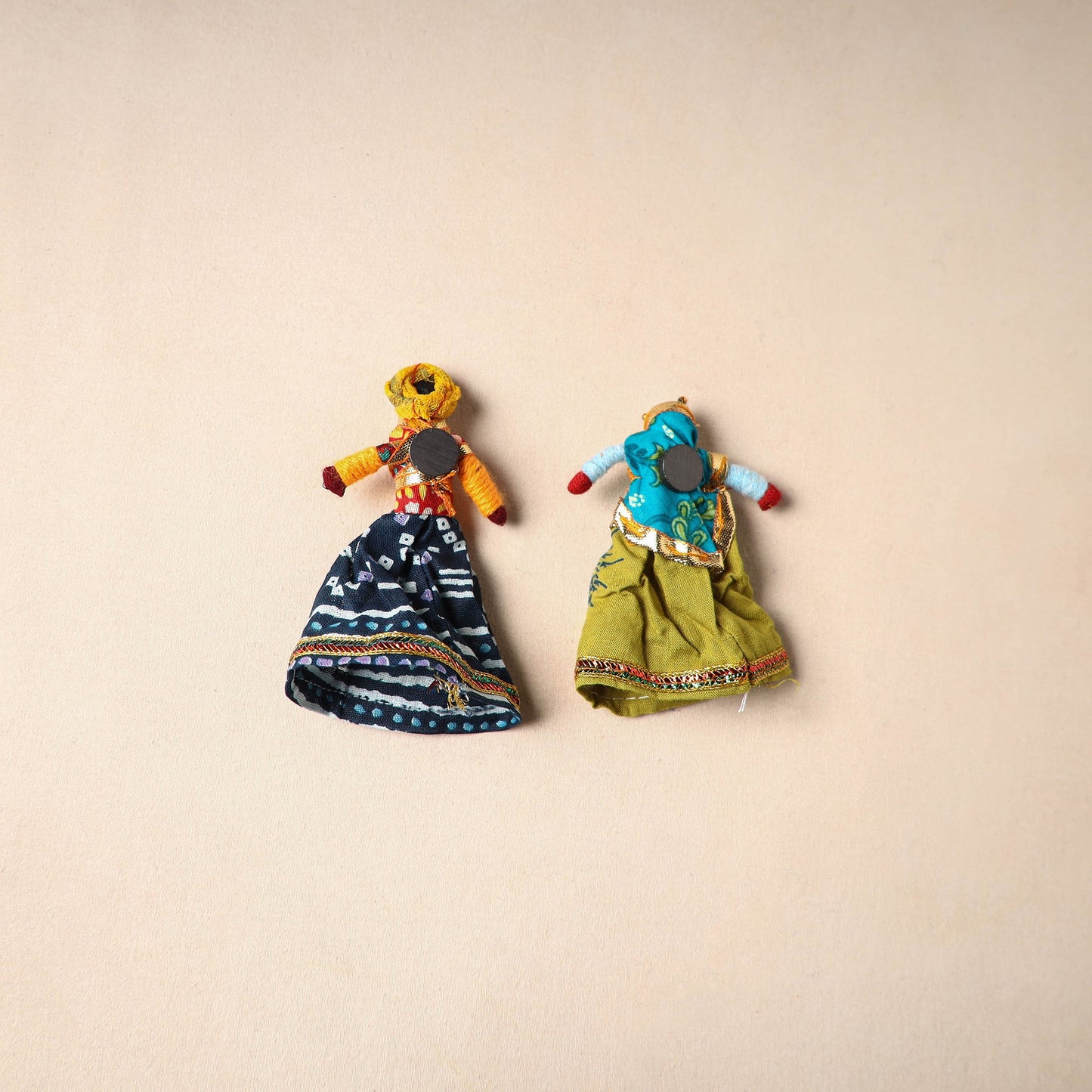 Multicolor - rajasthani puppet couple handmade magnet (set