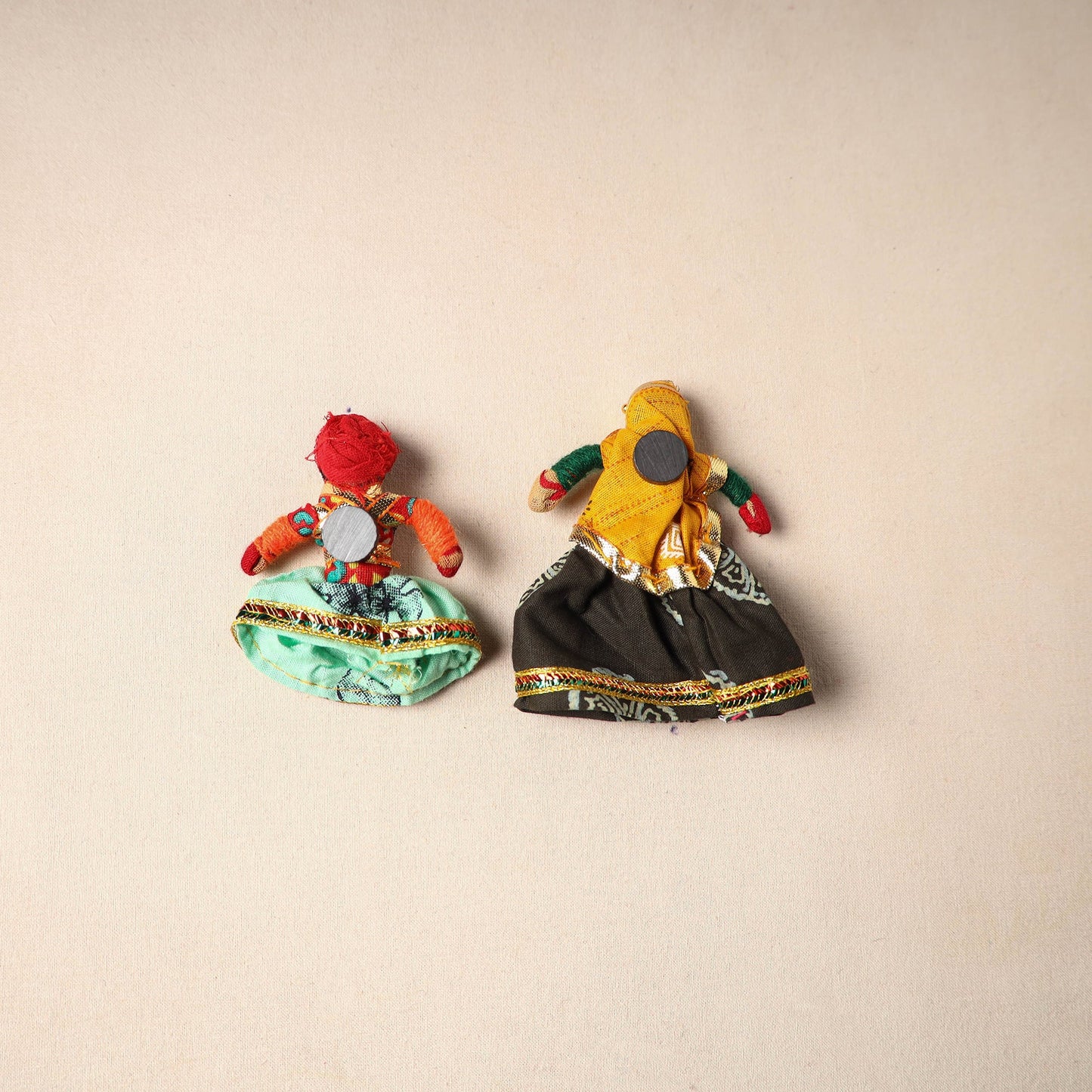Multicolor - rajasthani puppet couple handmade magnet (set