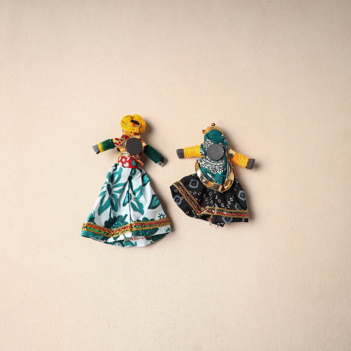 Multicolor - rajasthani puppet couple handmade magnet (set