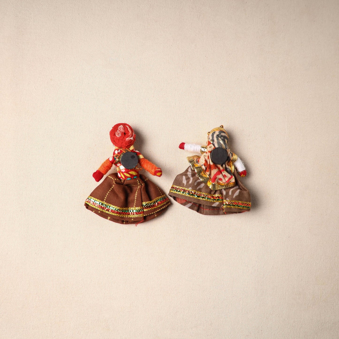 Multicolor - rajasthani puppet couple handmade magnet (set
