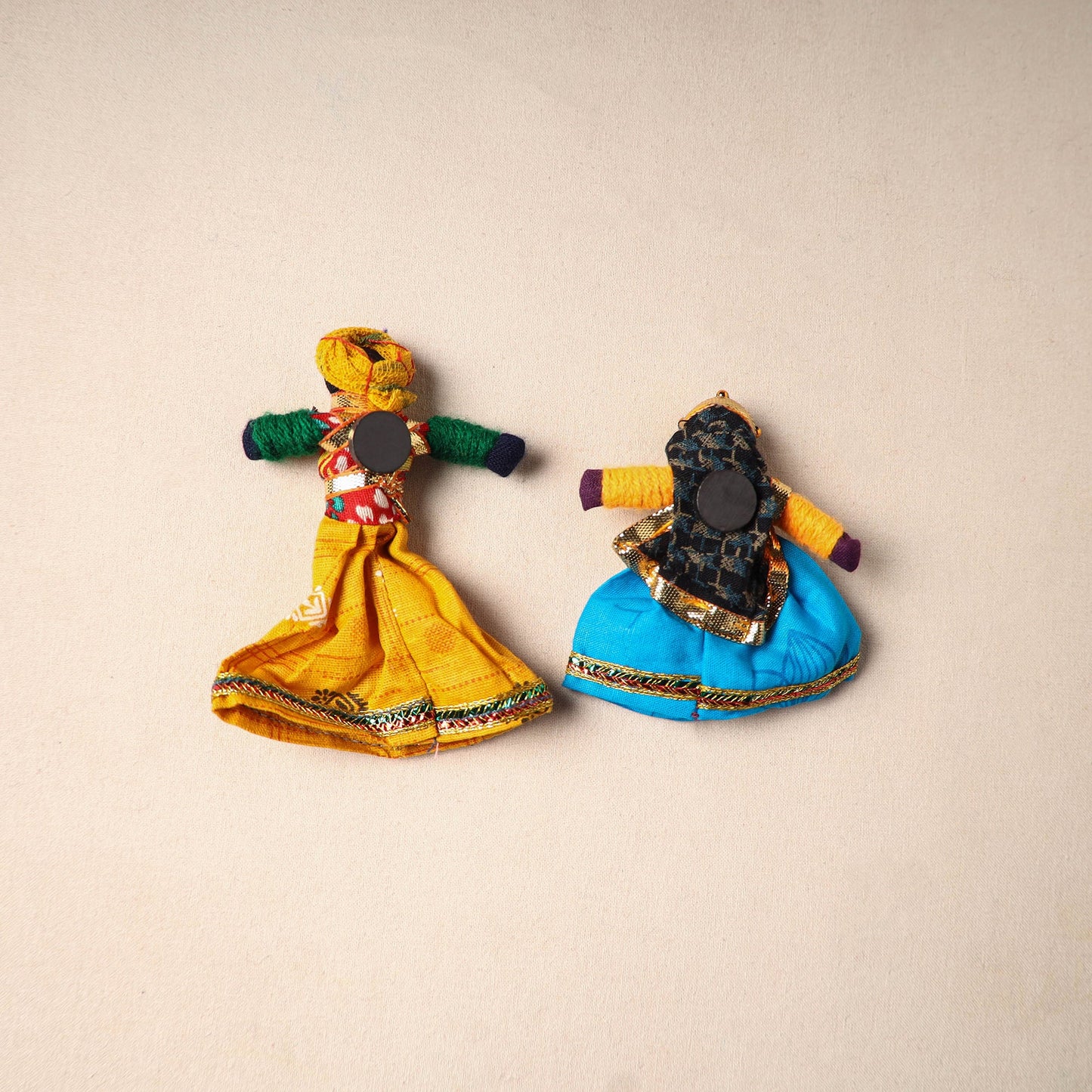 Multicolor - rajasthani puppet couple handmade magnet (set
