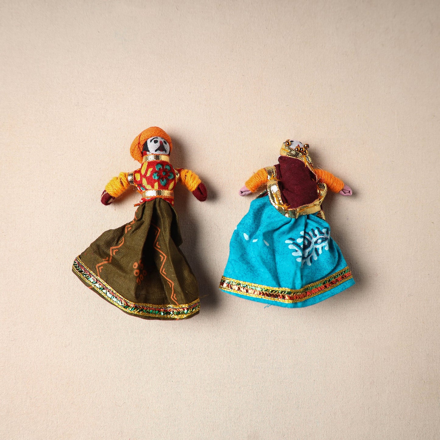 Multicolor - rajasthani puppet couple handmade magnet (set