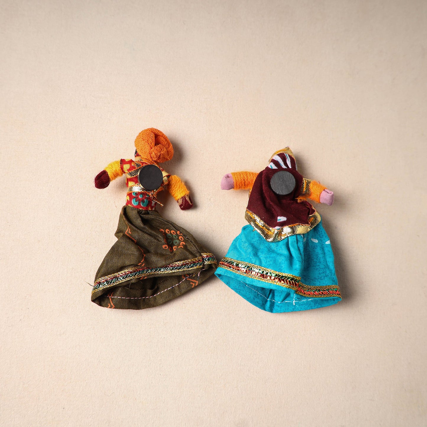 Multicolor - rajasthani puppet couple handmade magnet (set