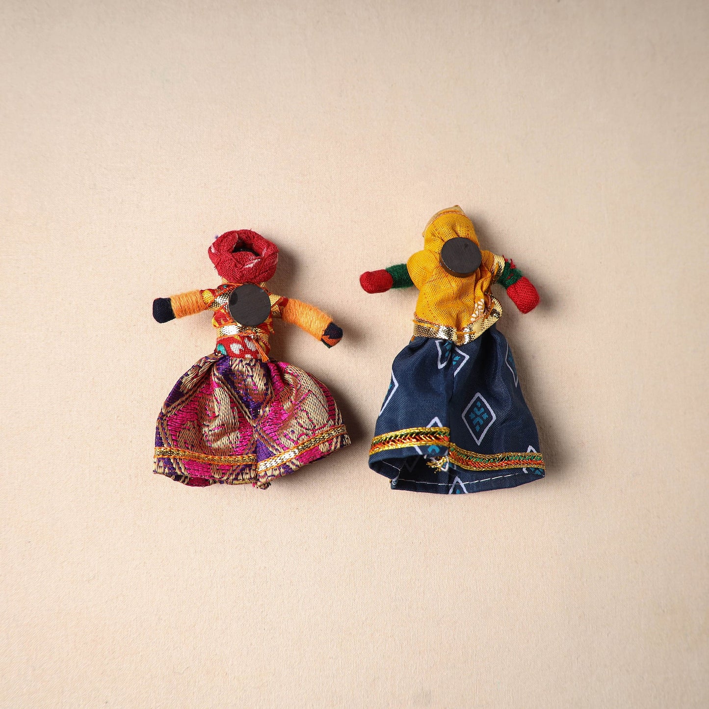 Multicolor - rajasthani puppet couple handmade magnet (set