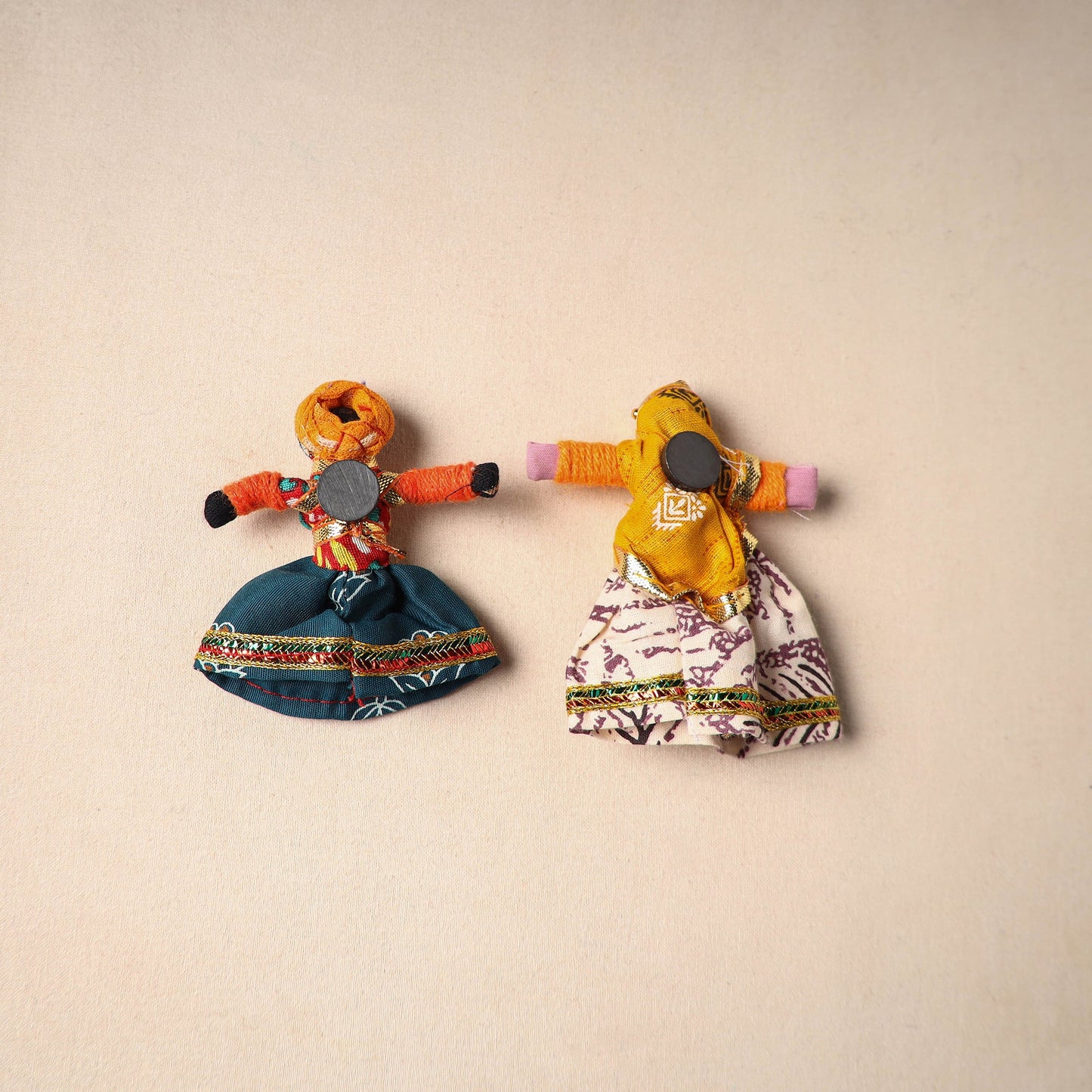 Multicolor - rajasthani puppet couple handmade magnet (set