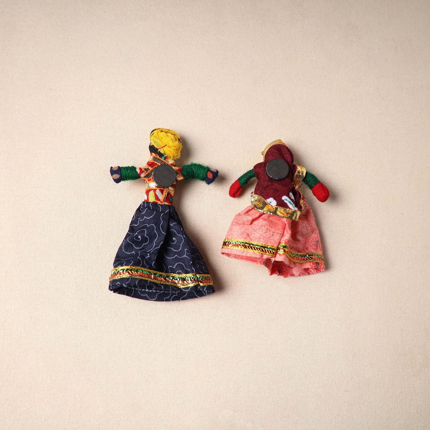 Multicolor - rajasthani puppet couple handmade magnet (set
