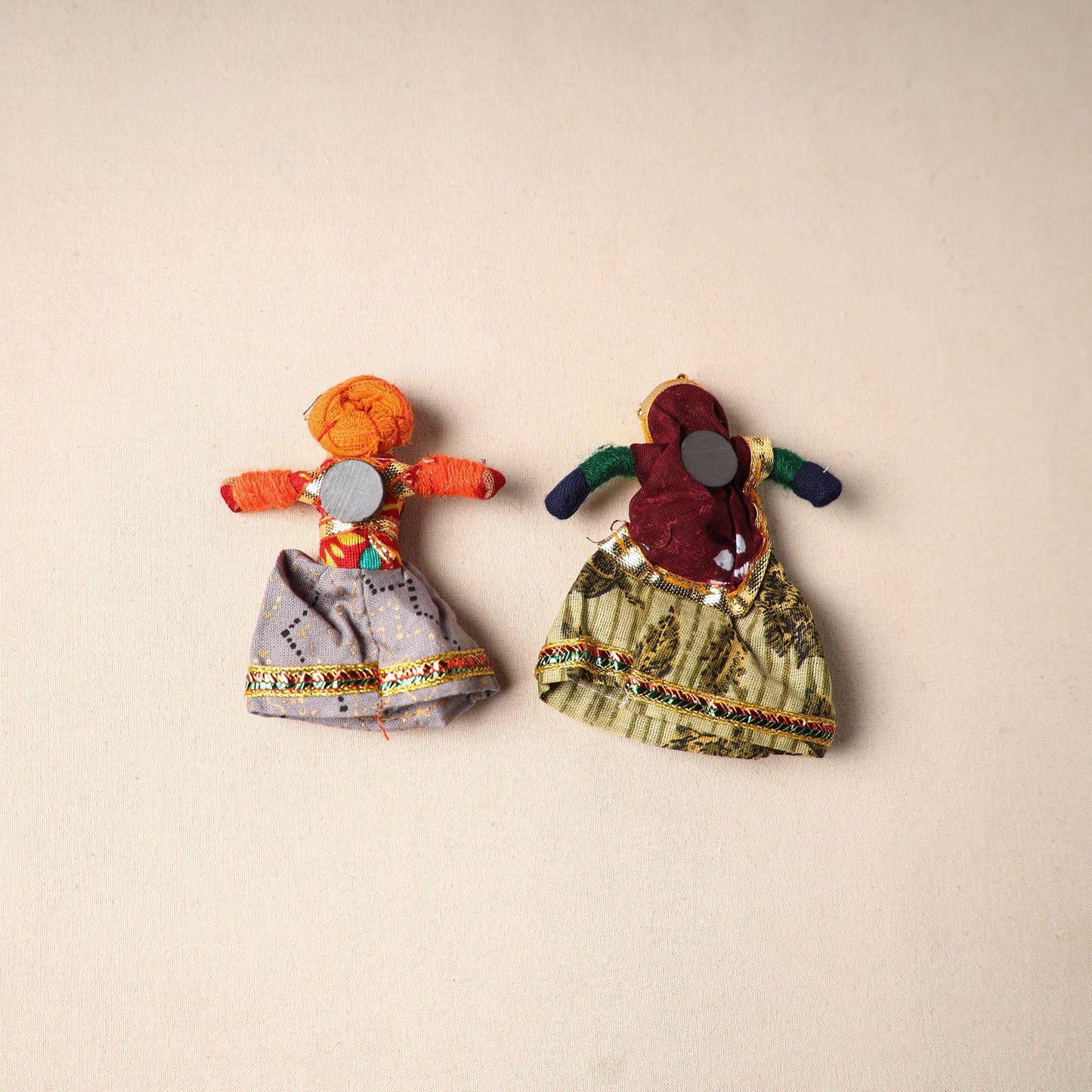 Multicolor - rajasthani puppet couple handmade magnet (set
