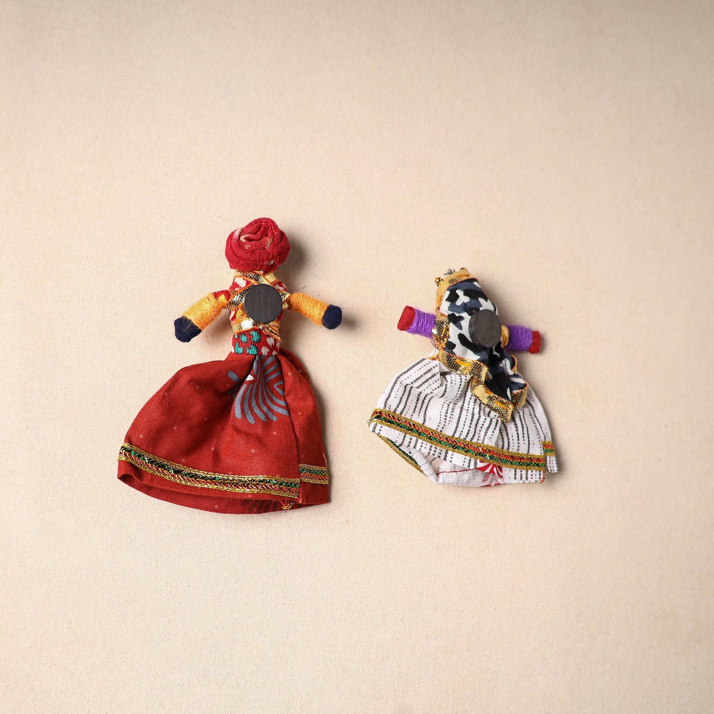 Multicolor - rajasthani puppet couple handmade magnet (set