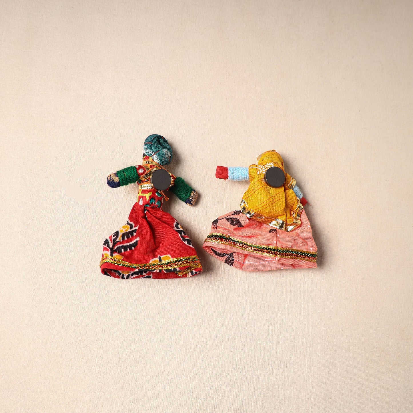 Multicolor - rajasthani puppet couple handmade magnet (set