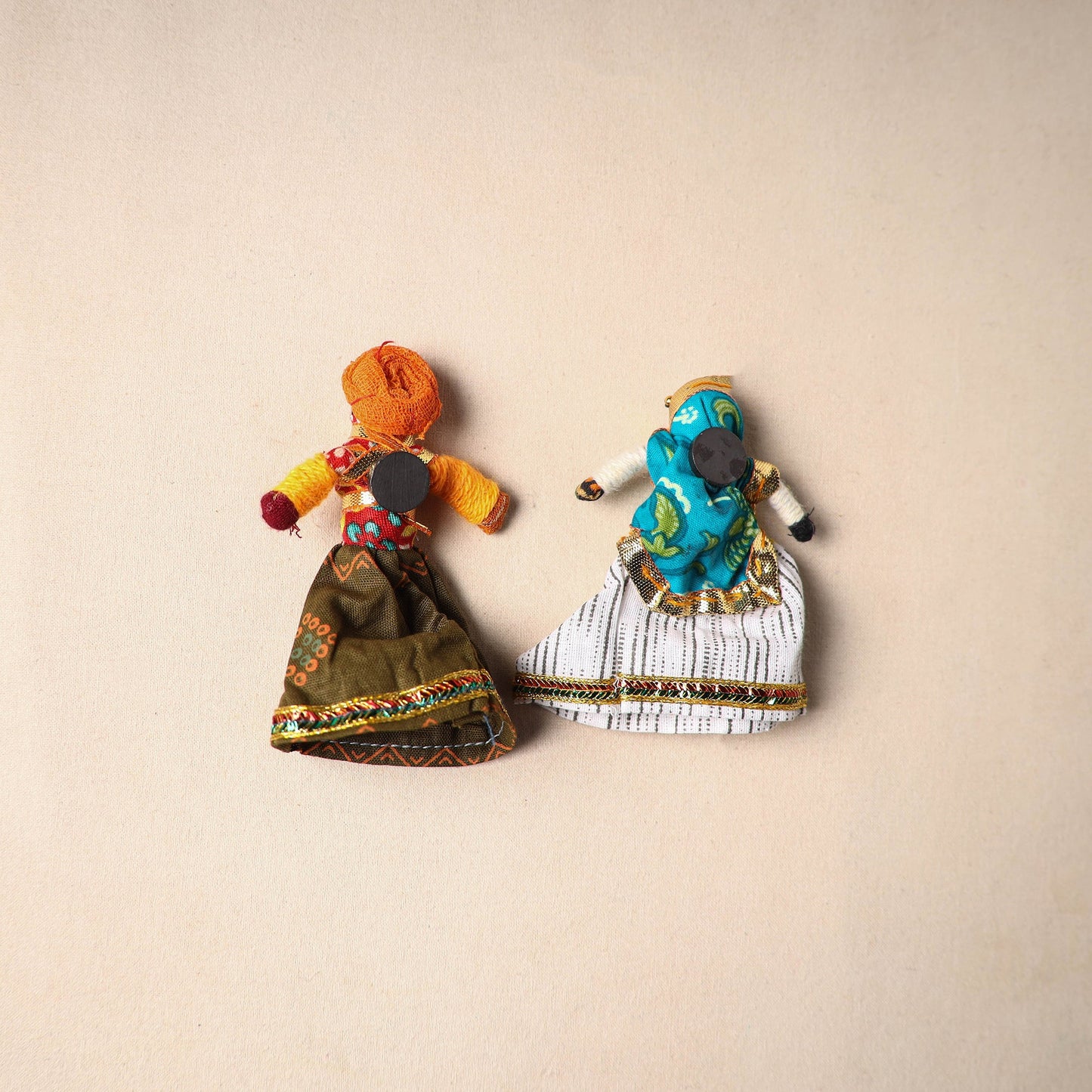 Multicolor - rajasthani puppet couple handmade magnet (set