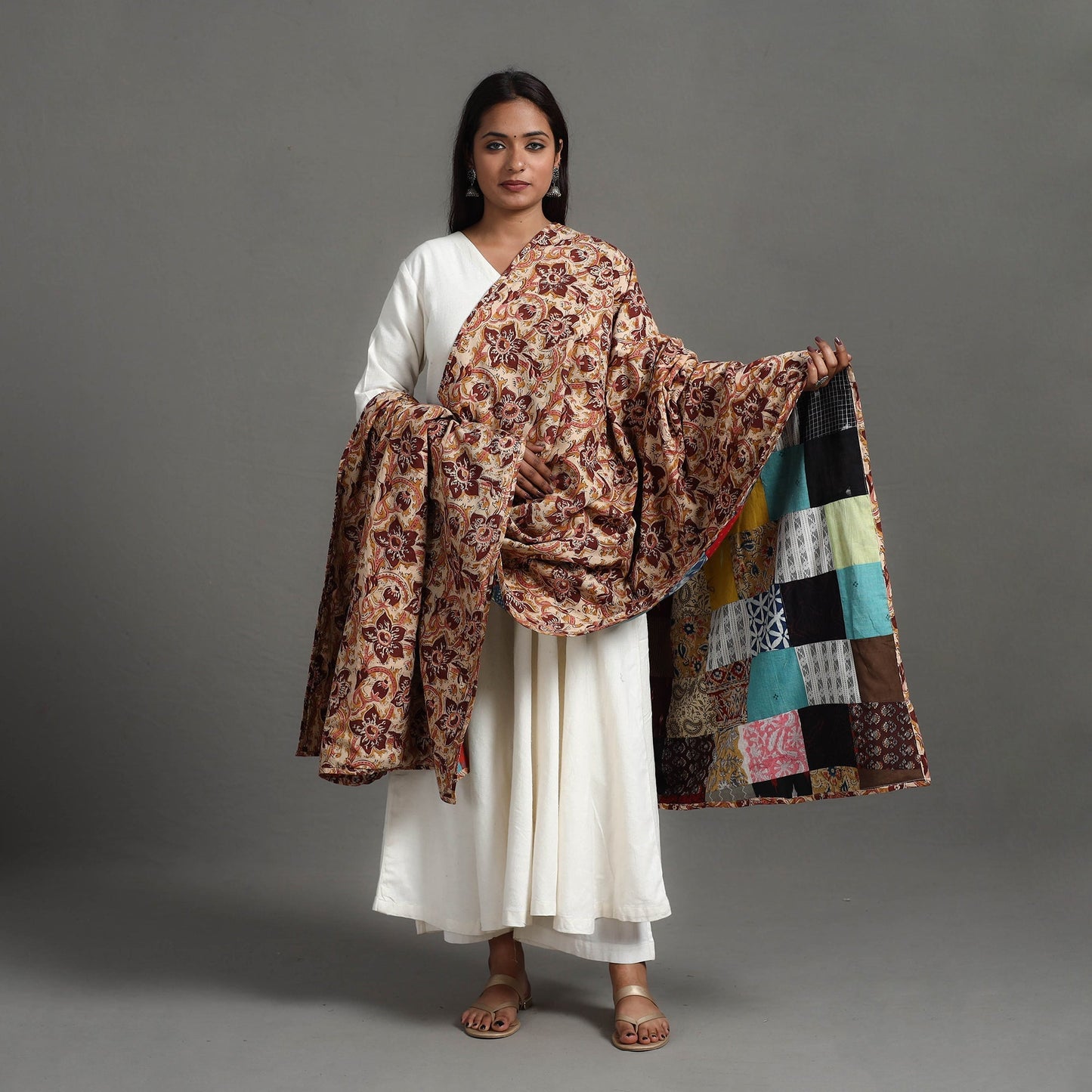 Multicolor - reversible cotton patchwork dupatta 02