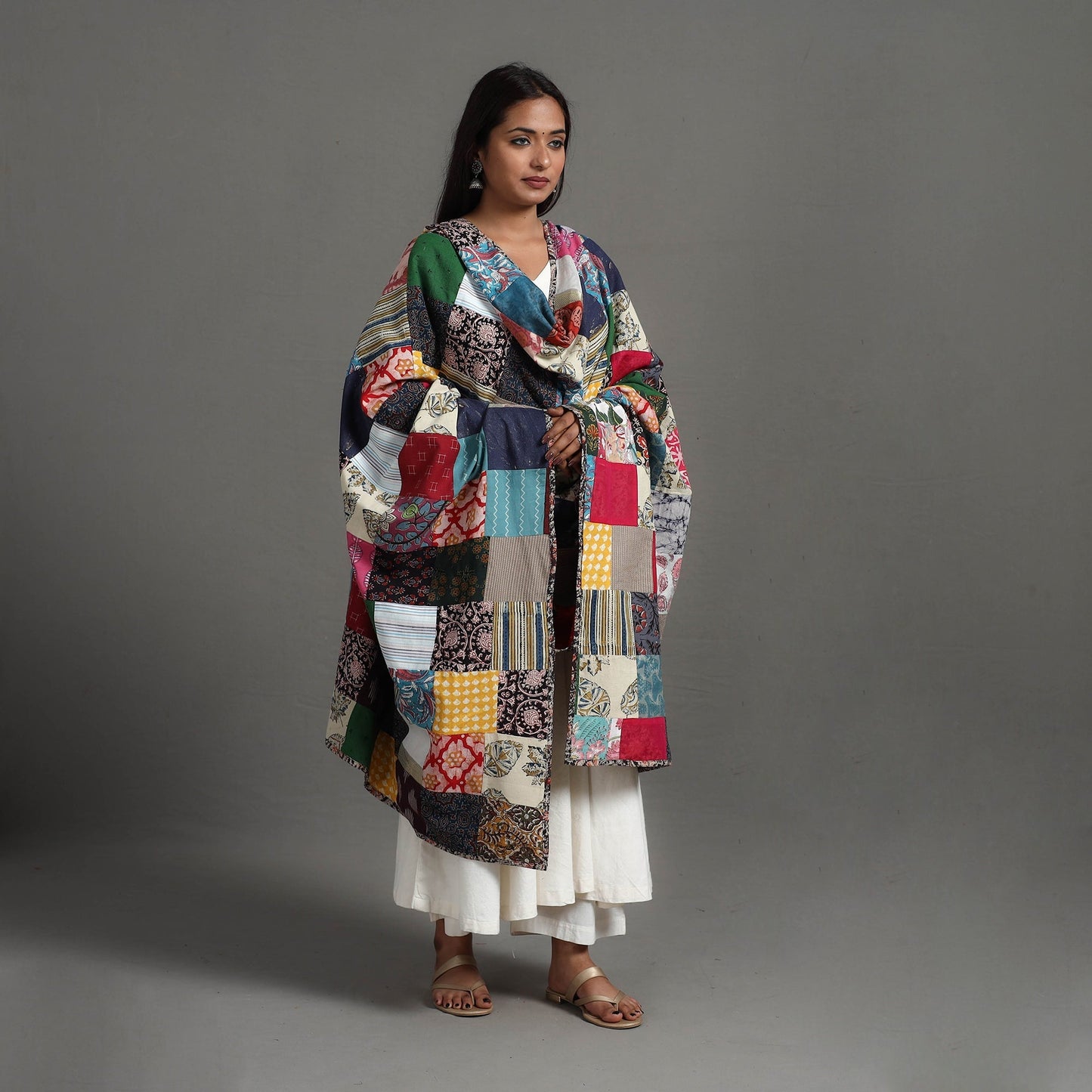 Multicolor - reversible cotton patchwork dupatta 08