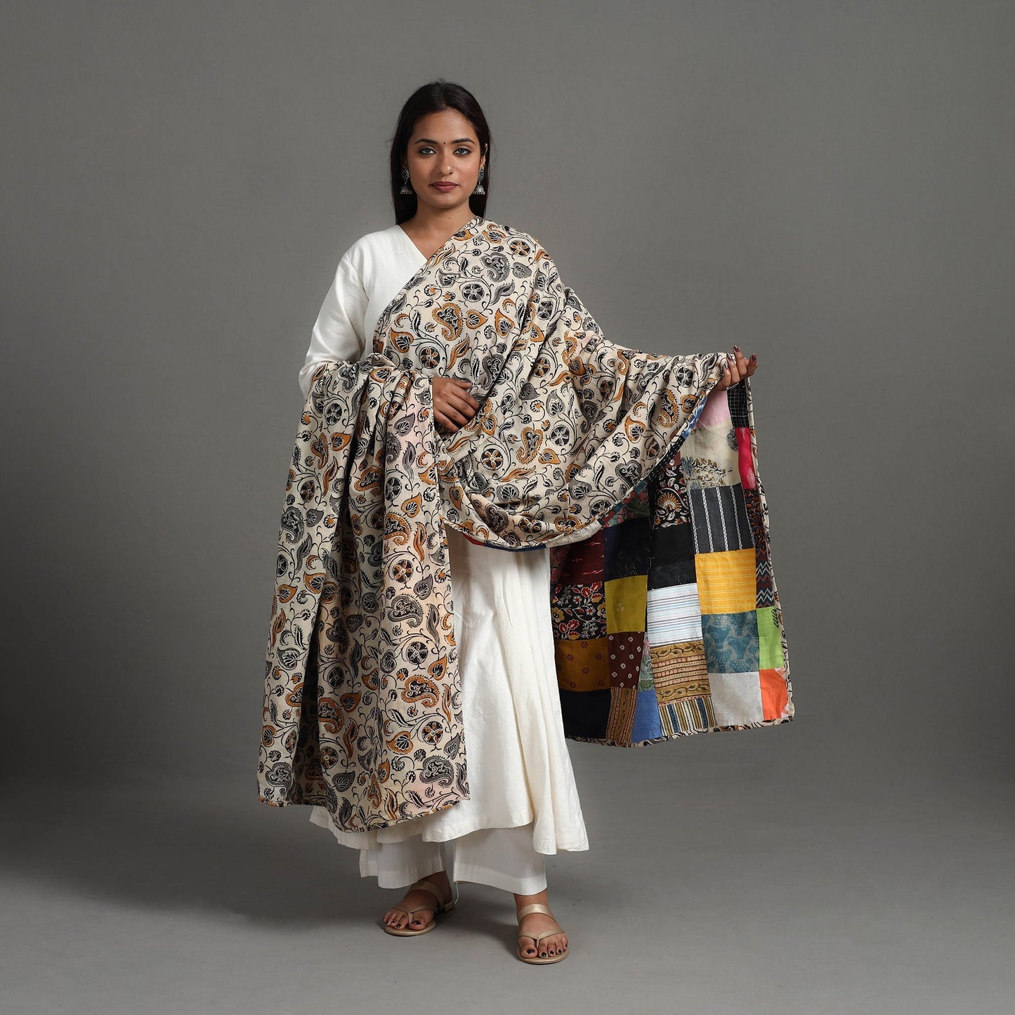Multicolor - Reversible Block Print Cotton Patchwork Dupatta 13