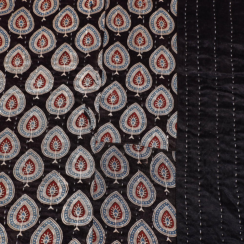 Reversible Kutch Tagai Work Mashru Silk Double Bed Cover / Quilt
