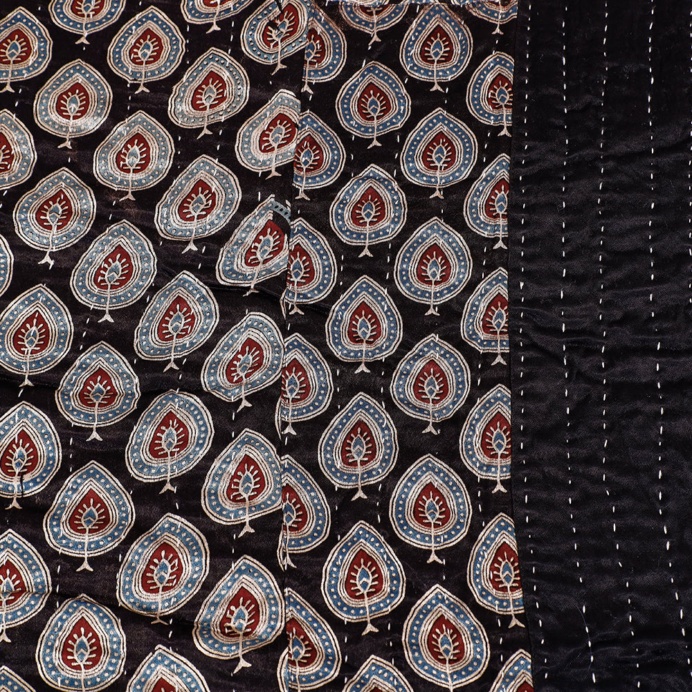 Reversible Kutch Tagai Work Mashru Silk Double Bed Cover / Quilt