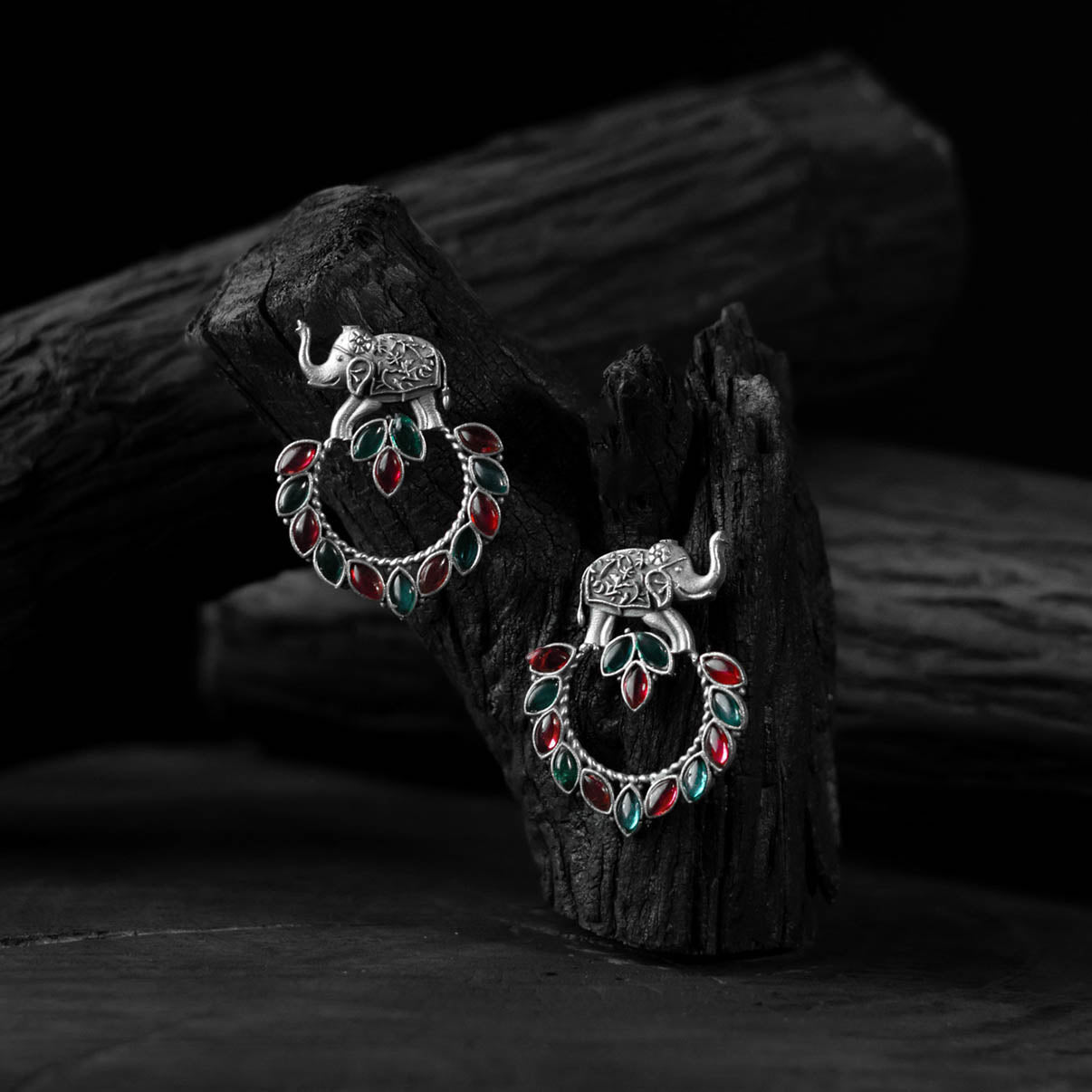 Multicolor - saanjh bela elephant motif oxidised earrings