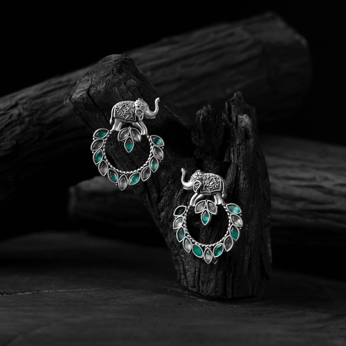Multicolor - saanjh bela elephant oxidised earrings