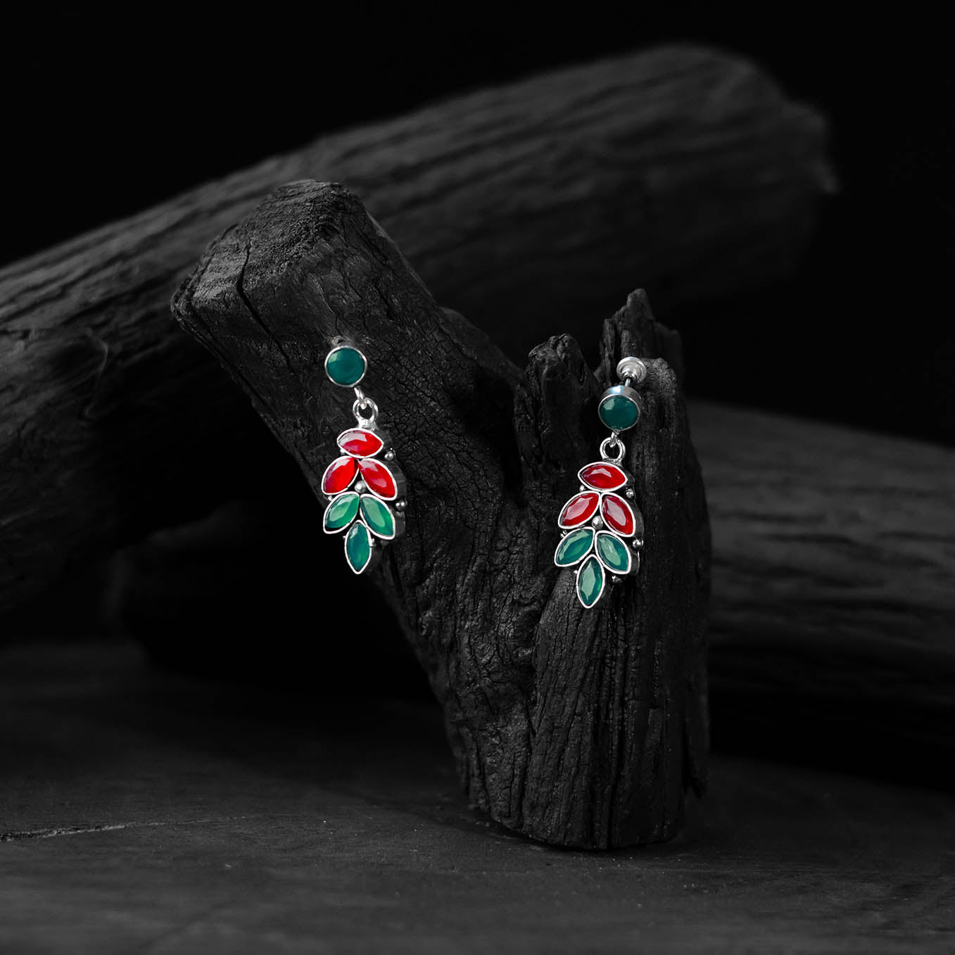Multicolor - saanjh bela leaf oxidised drop earrings