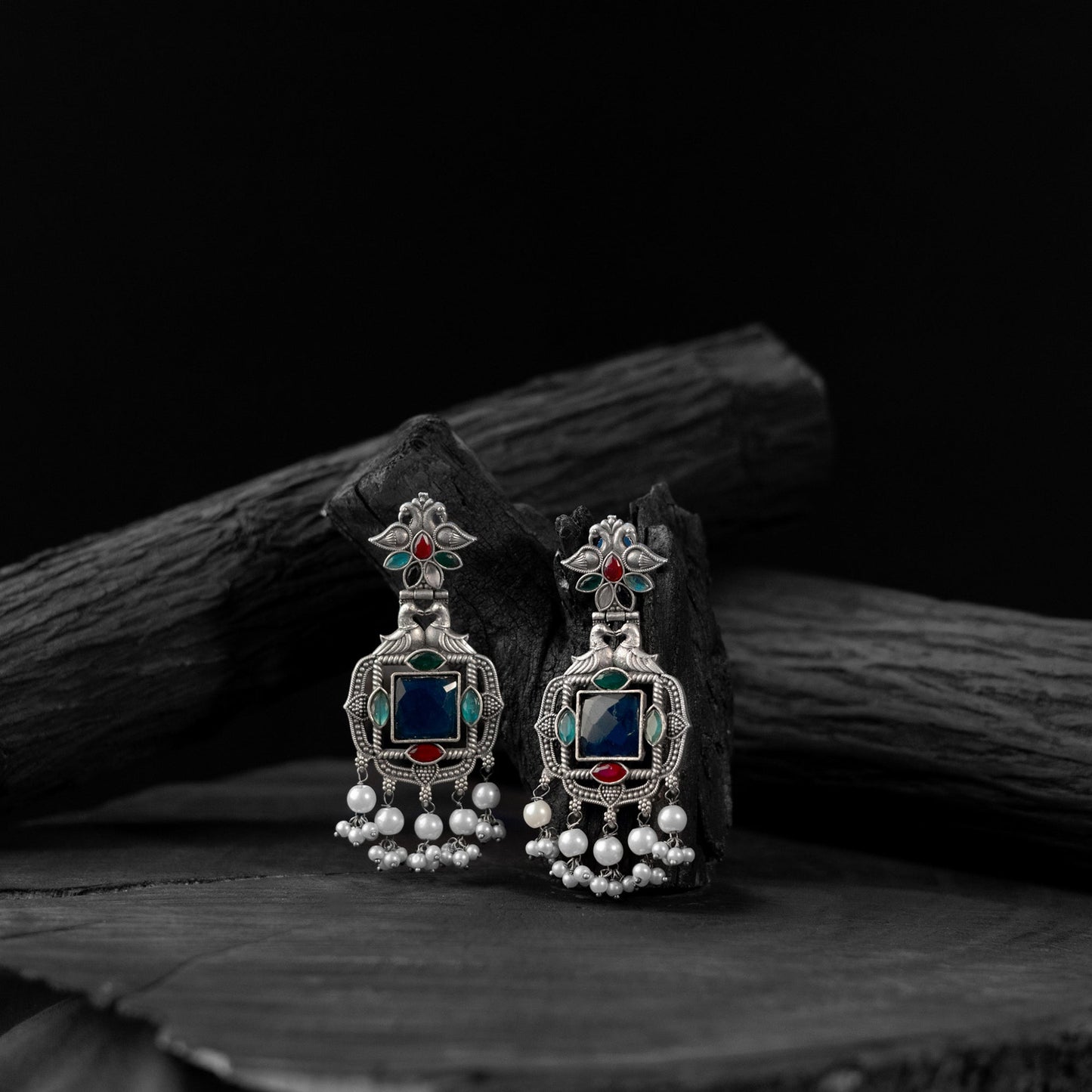 Multicolor - saanjh bela swan oxidised earrings