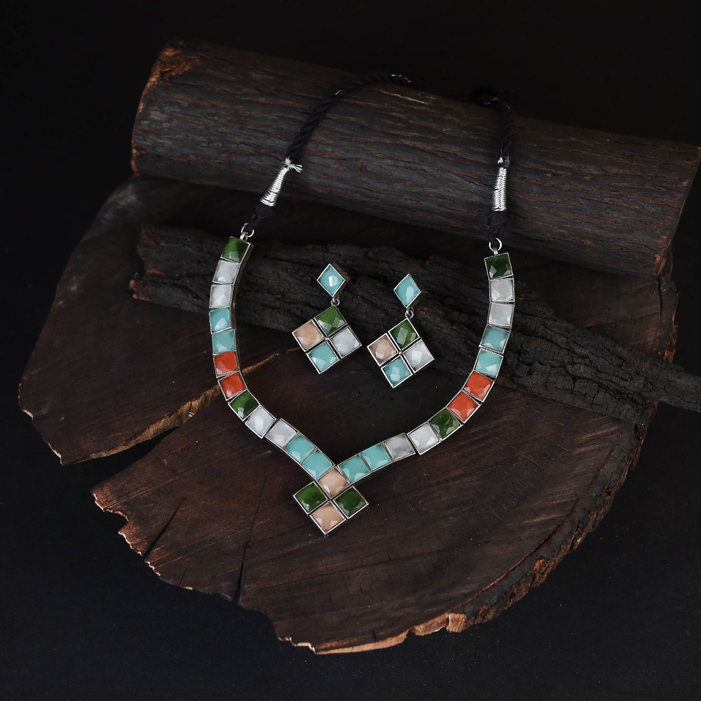Saanjh Saaj Classic German Silver Necklace Set