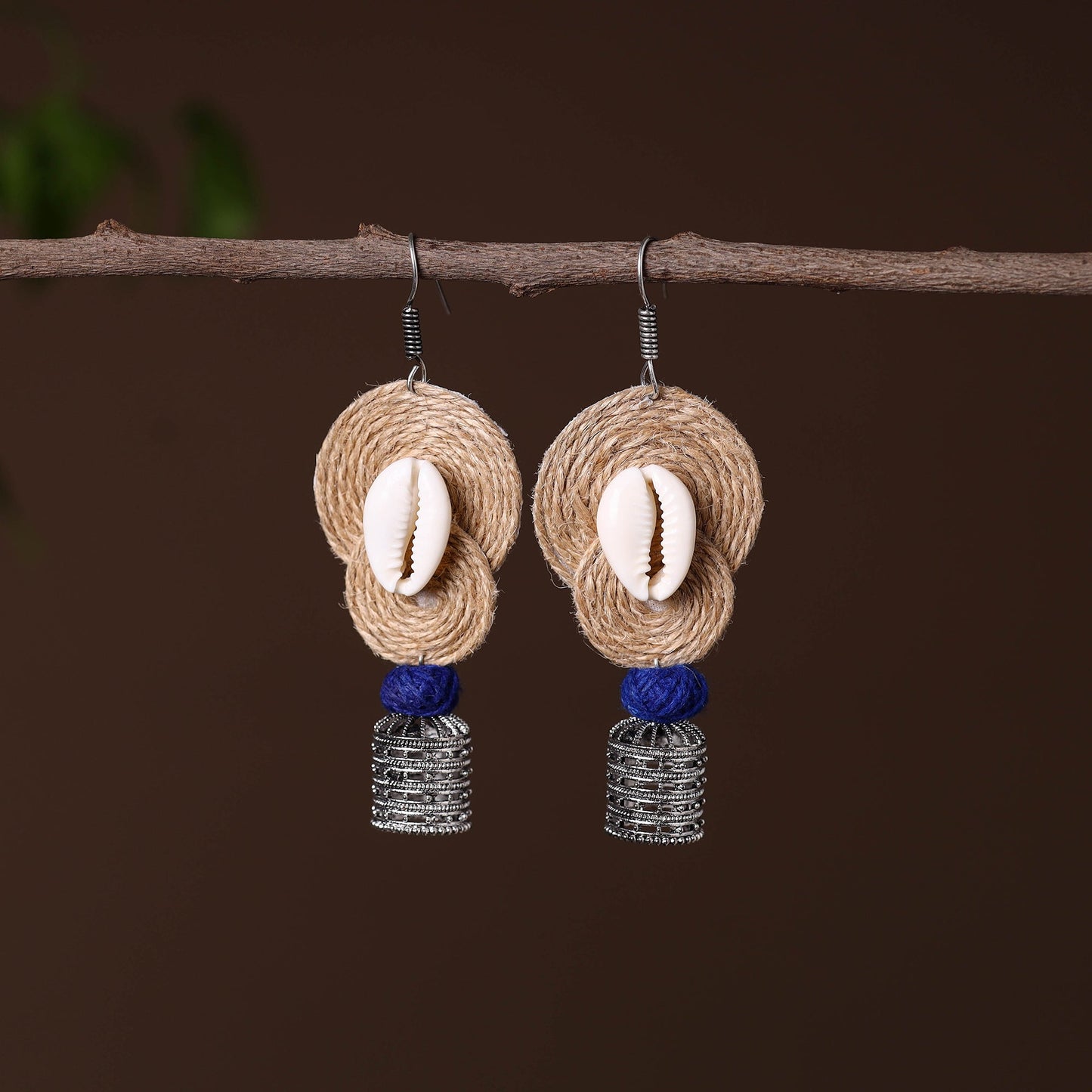 Nikhat German Silver Jute Jhumki Earrings