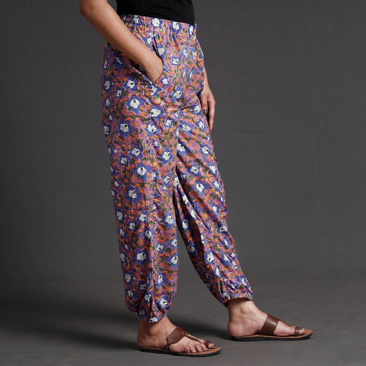 Buy Sanganeri Block Printed Cotton Elasticated Afghani Salwar Online at iTokri.com