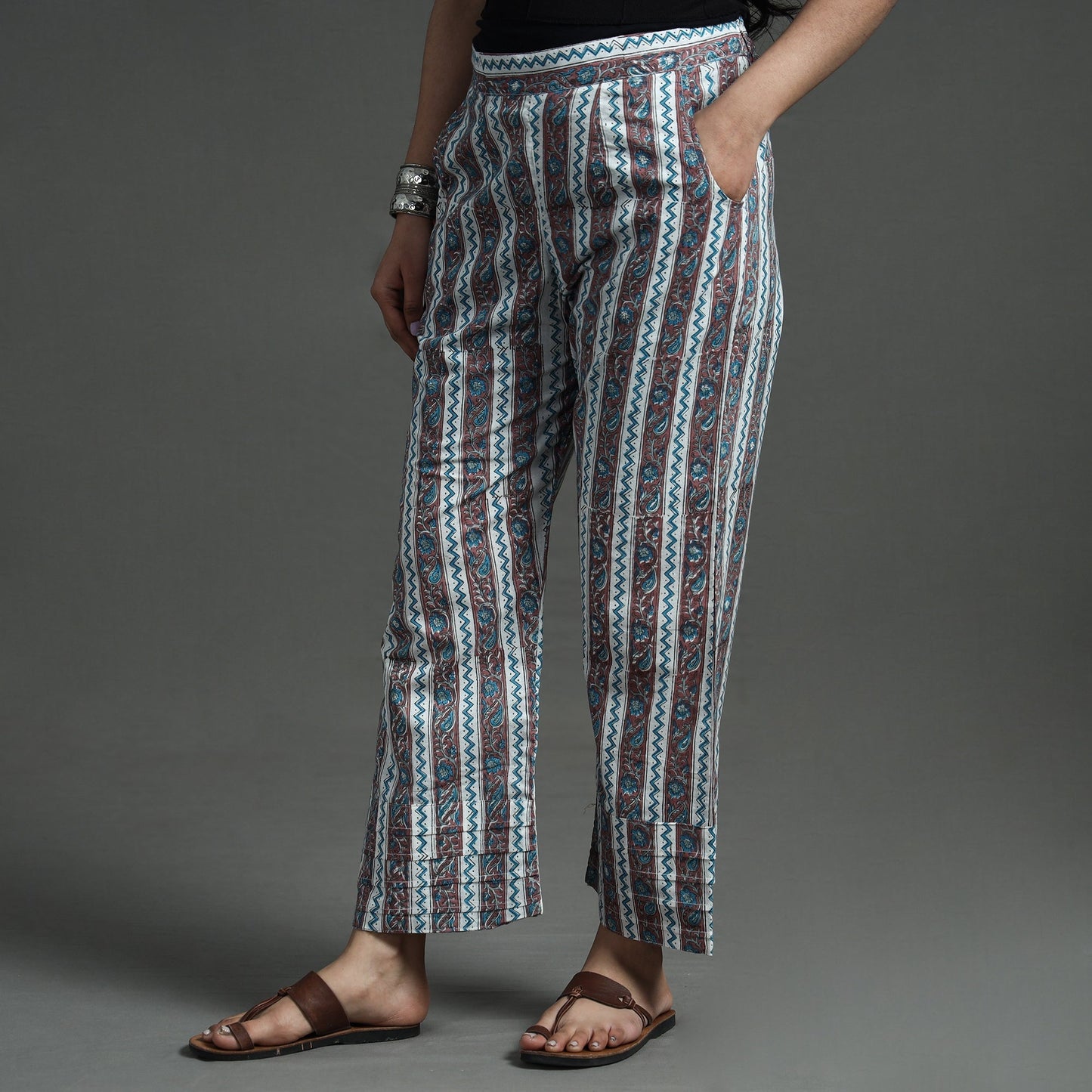 Buy Sanganeri Block Printed Cotton Elasticated Palazzo Online at iTokri.com