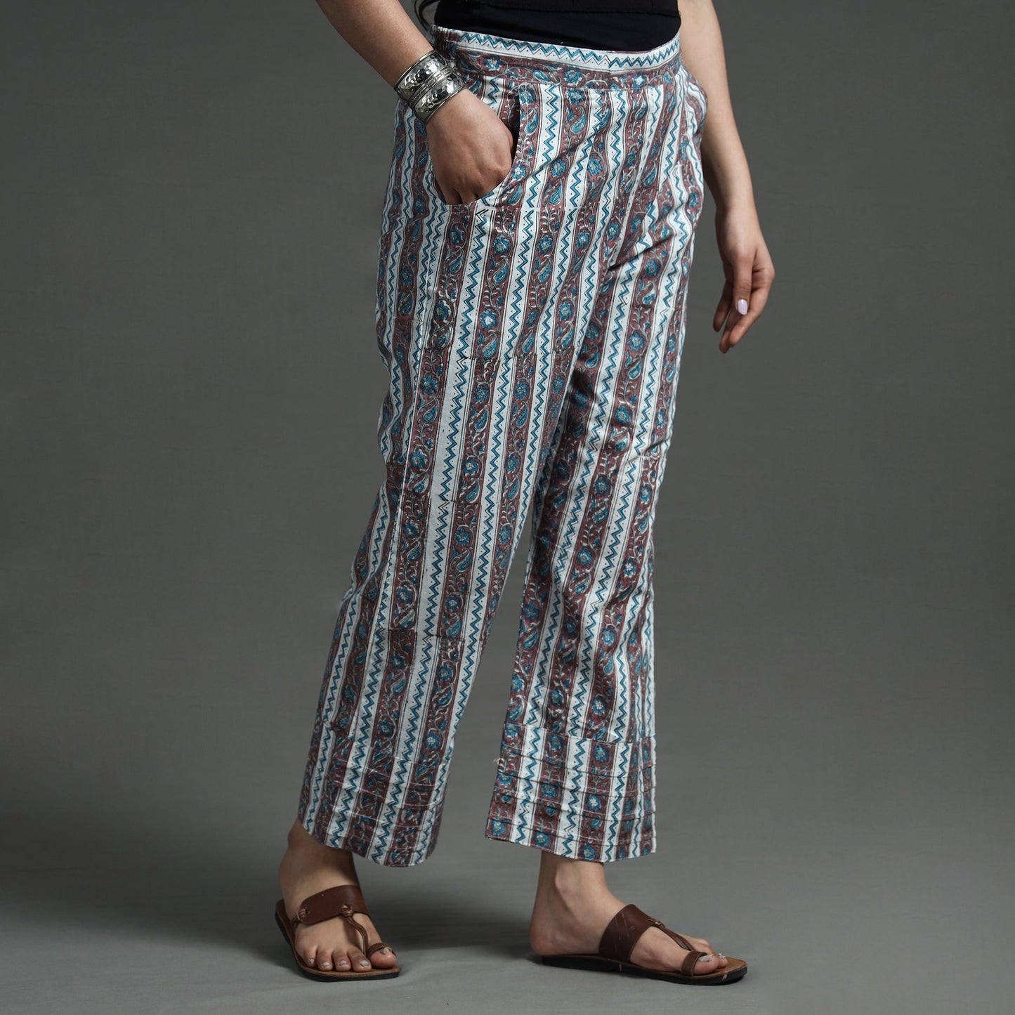 Buy Sanganeri Block Printed Cotton Elasticated Palazzo Online at iTokri.com