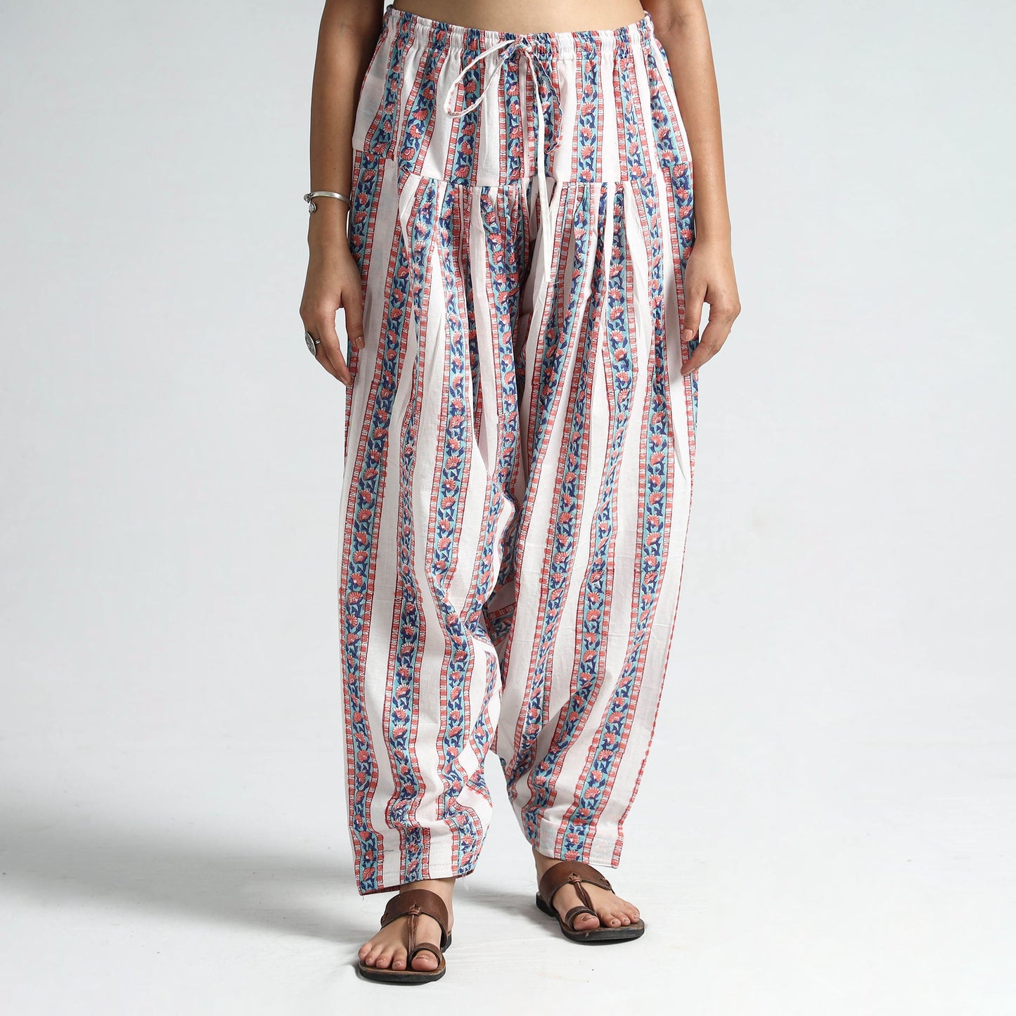 Multicolor - sanganeri block printed cotton elasticated
