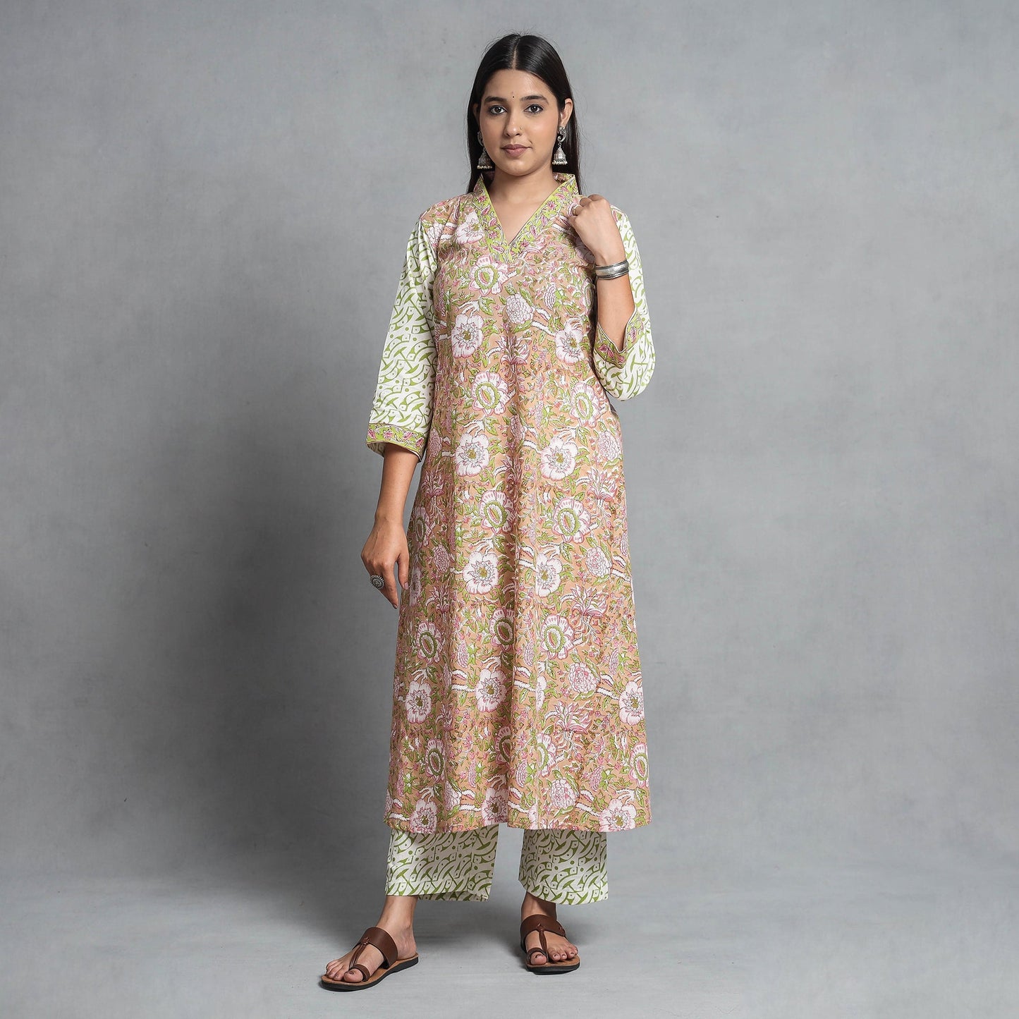 Sanganeri Kurta with Palazzo & Dupatta Set