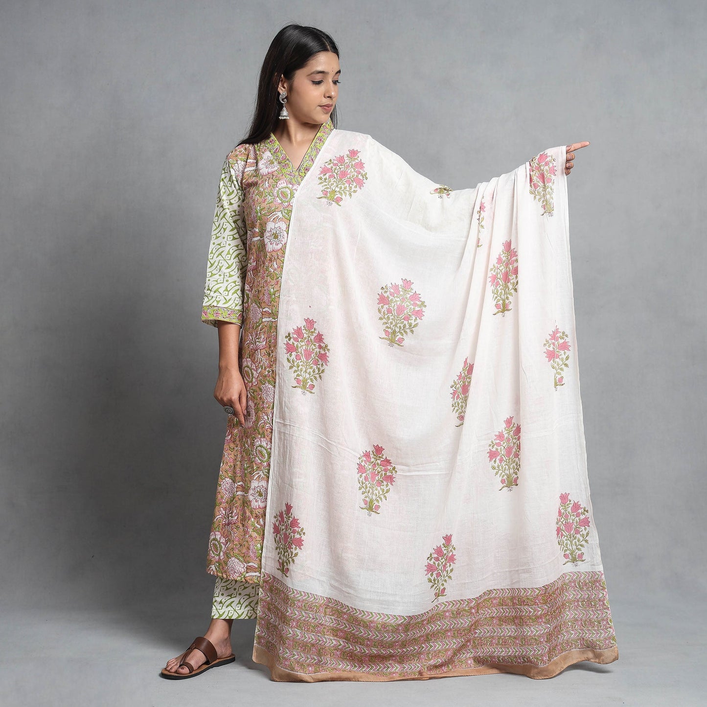 Sanganeri Kurta with Palazzo & Dupatta Set