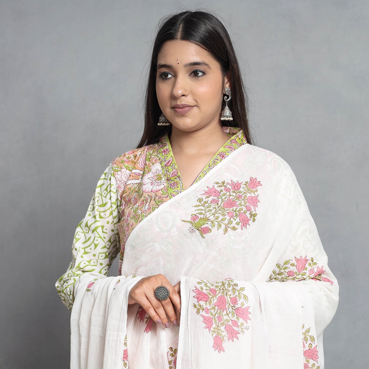 Sanganeri Kurta with Palazzo & Dupatta Set
