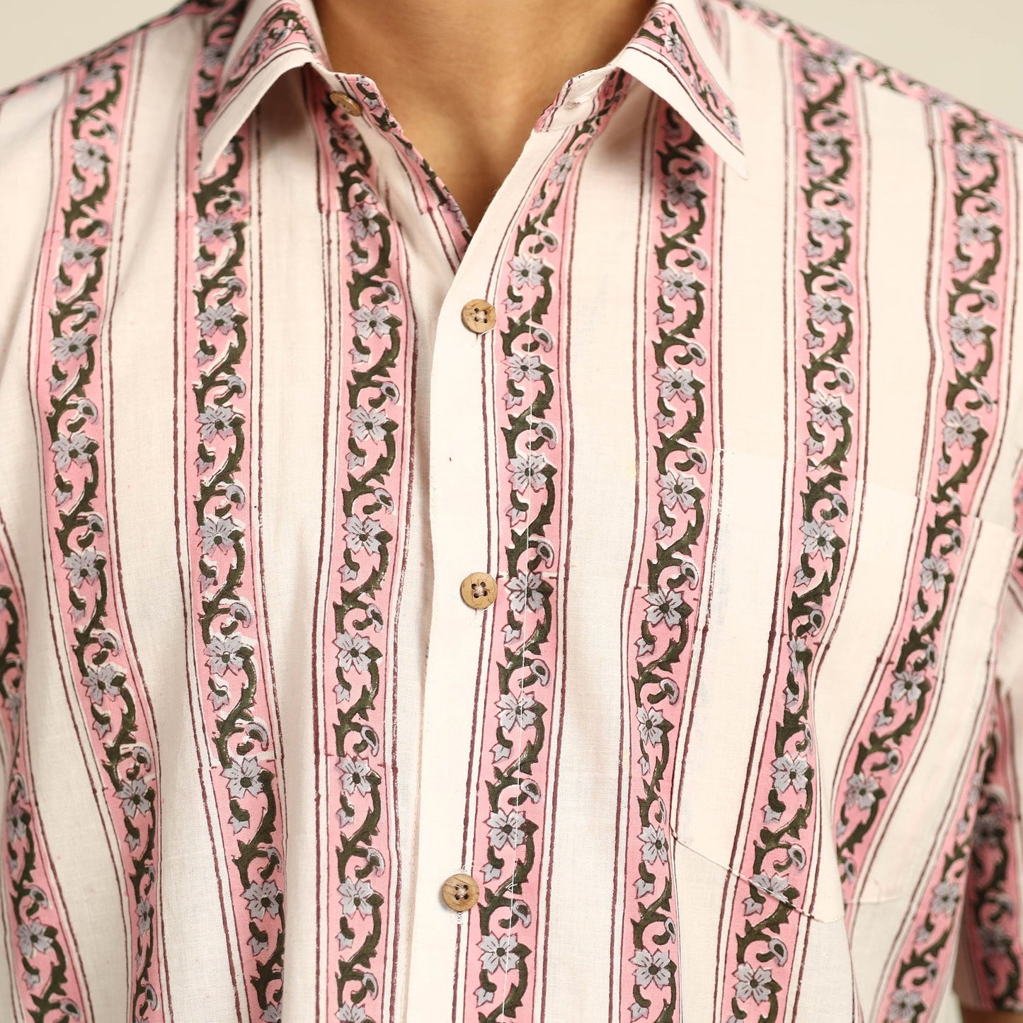 Sanganeri Block Printed Cotton Men Half Sleeve Shirt 14
