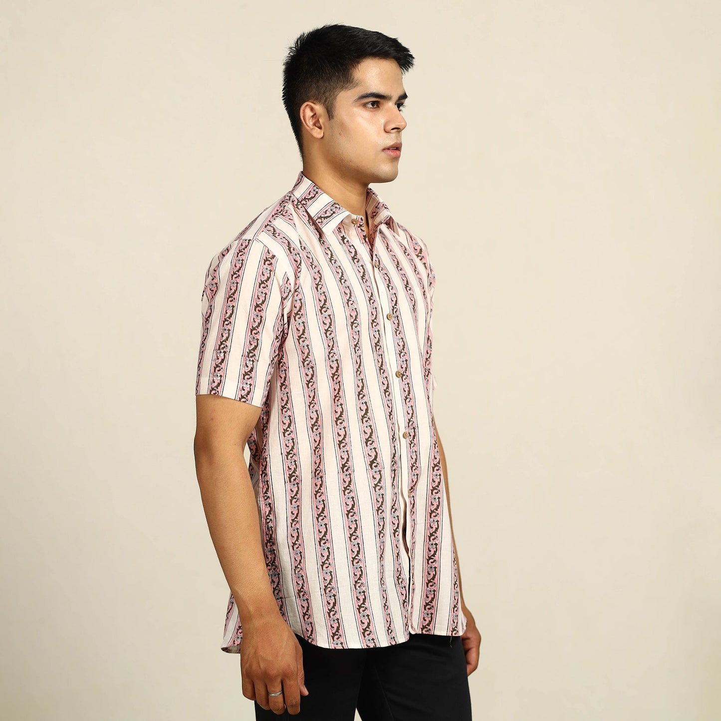 Sanganeri Block Printed Cotton Men Half Sleeve Shirt 14