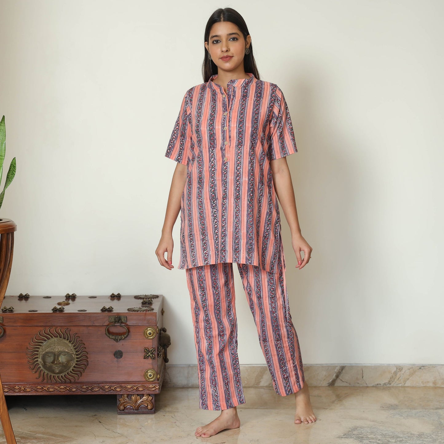 Sanganeri Block Printed Cotton Night Suit Set 03