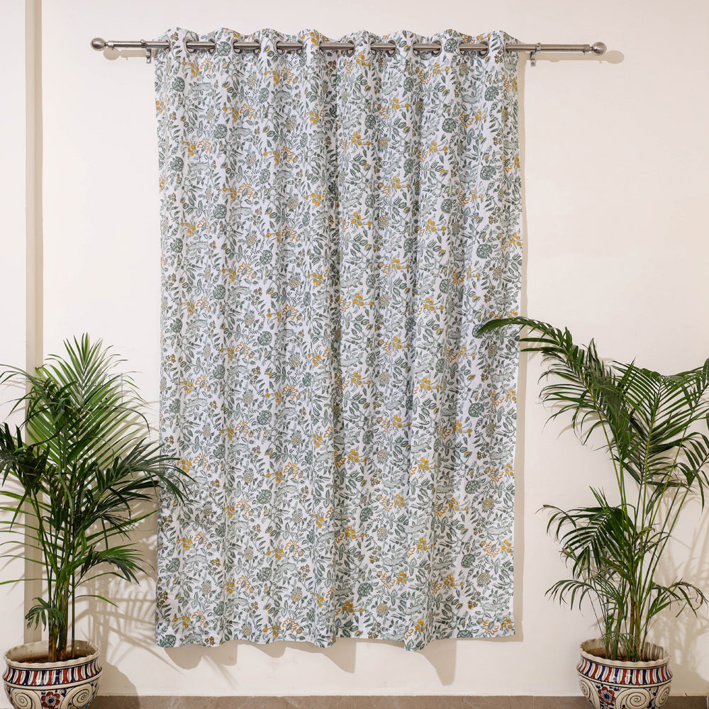 Multicolor - sanganeri cotton door curtain (7 x 3.2 feet)