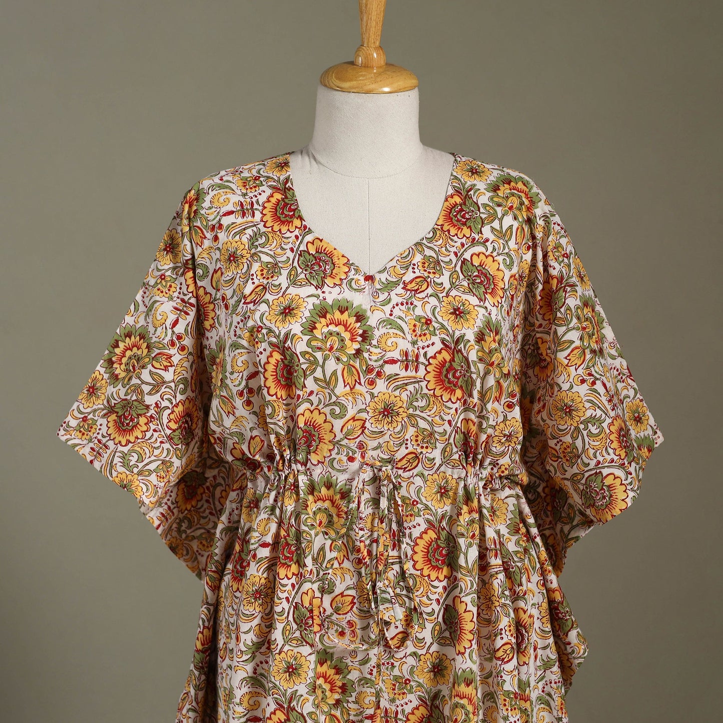 Multicolor Sanganeri Block Print Cotton Kaftan (Medium)