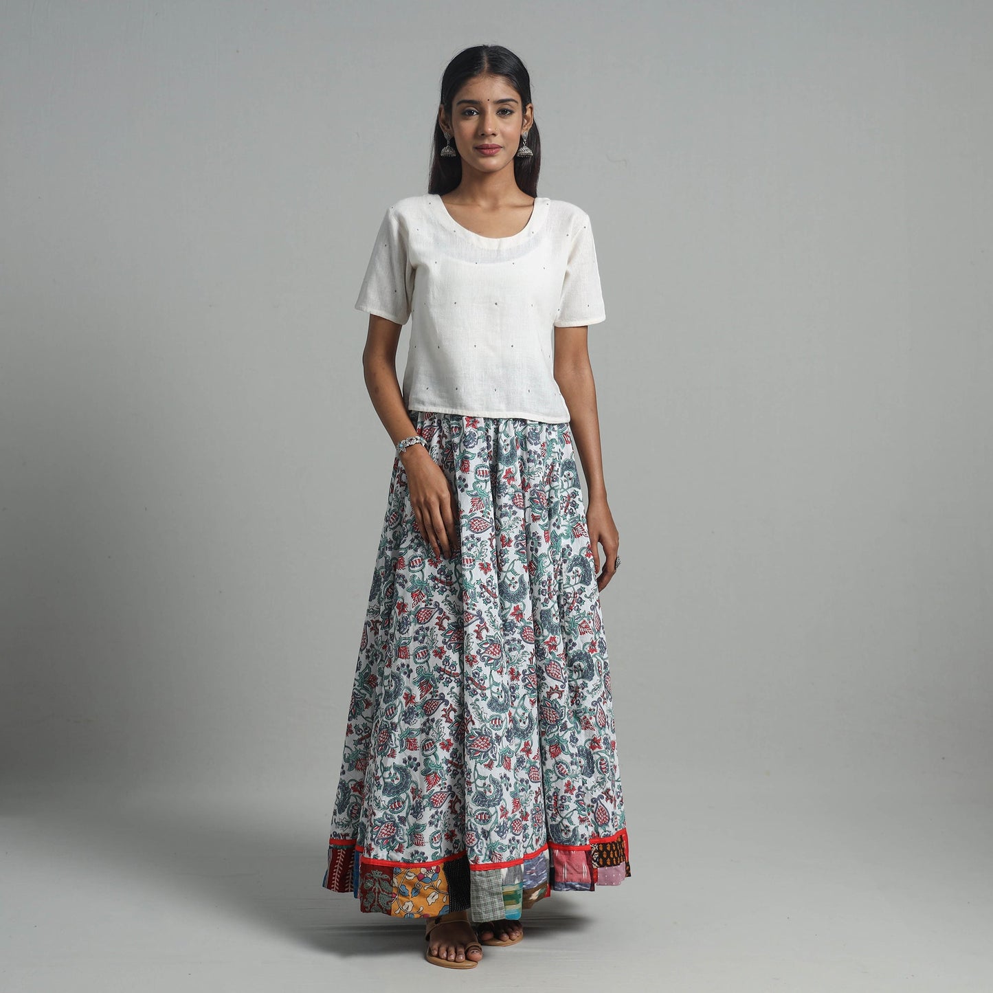 Shop Block Print Sanganeri Floral Skirt for Women