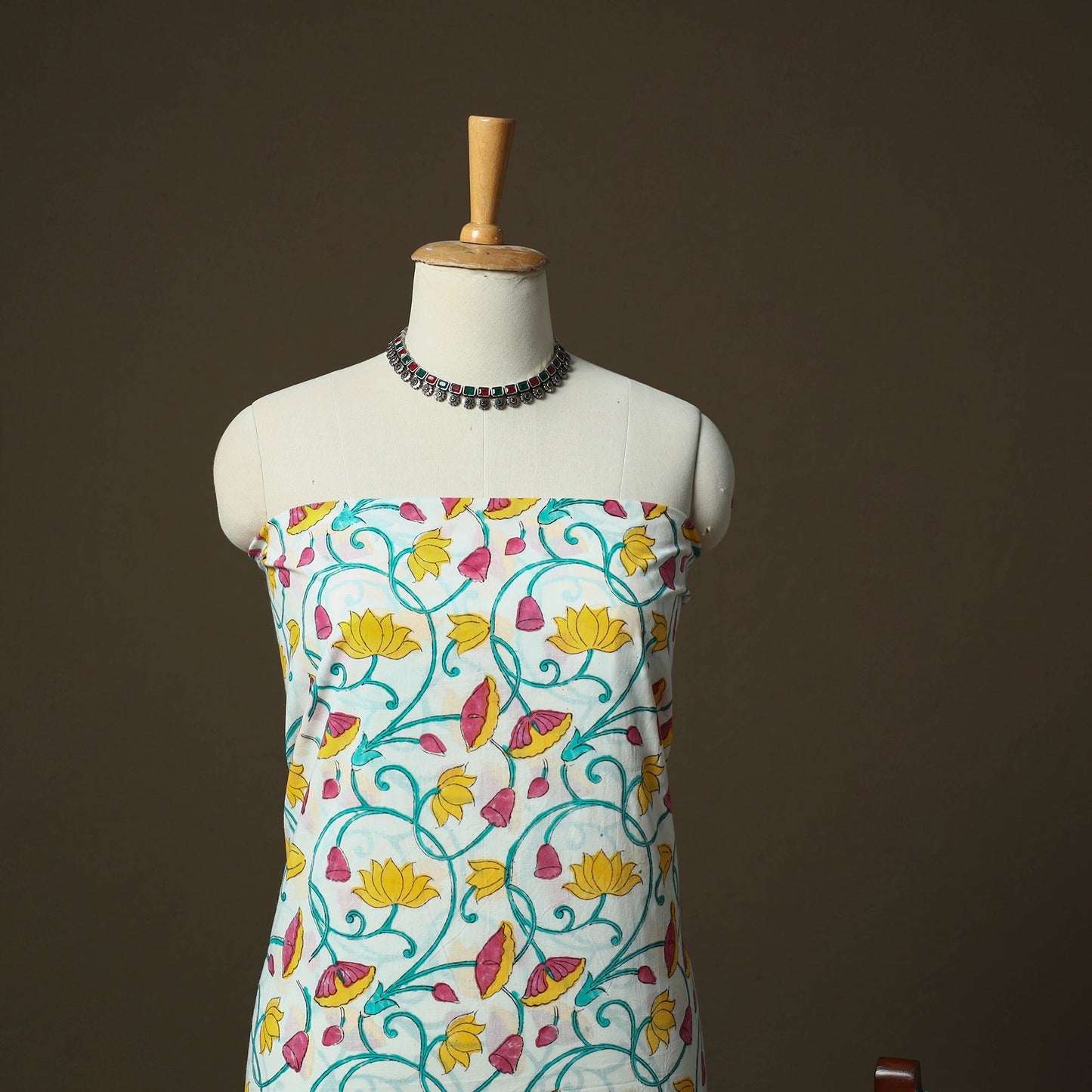 Sanganeri hand block print cotton 3pc unstitched dress