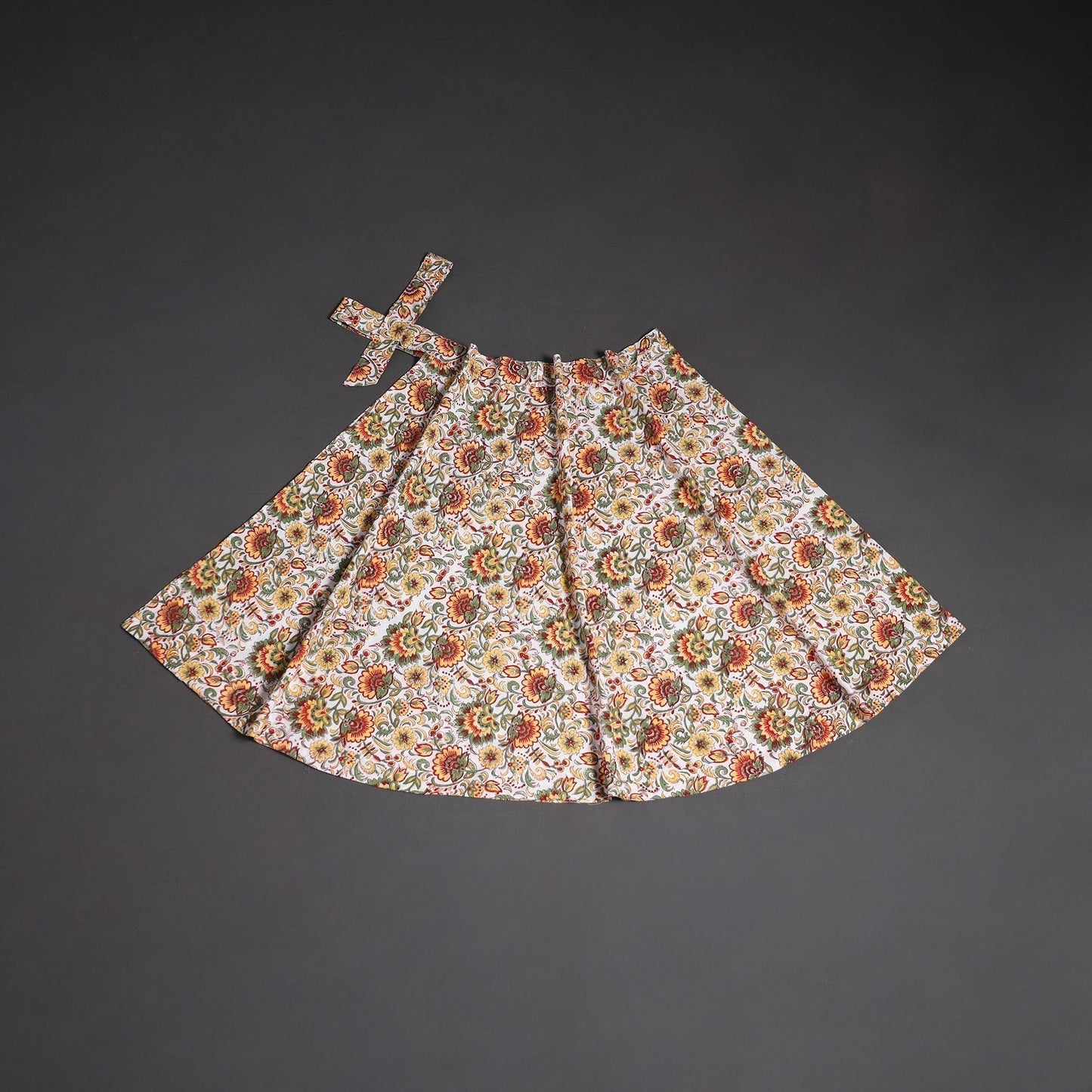 Sanganeri hand cotton wrap around skirt 70 - handcrafted